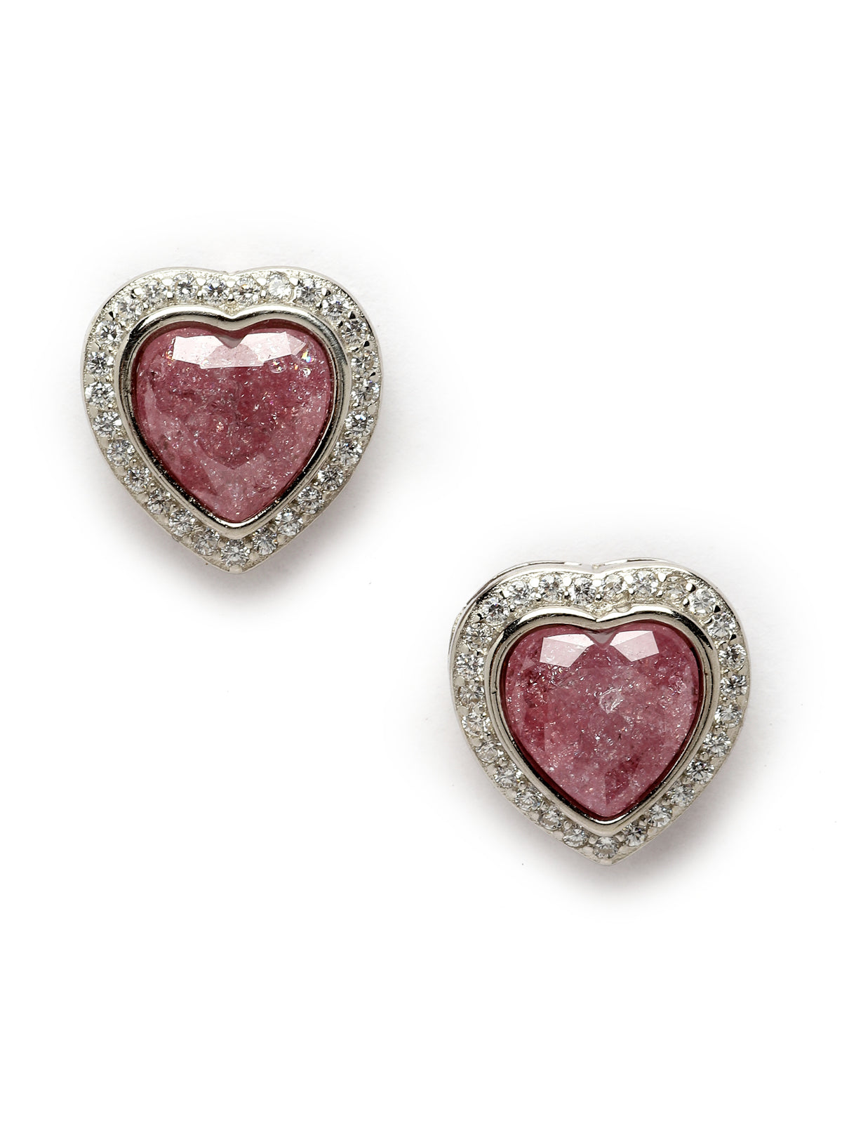 Pissara by Sukkhi Attractive 925 Sterling Silver Heart Shaped Cubic Zirconia Stud Earrings For Women & Girls|with Authenticity Certificate, 925 Stamp & 6 Months Warranty E105103