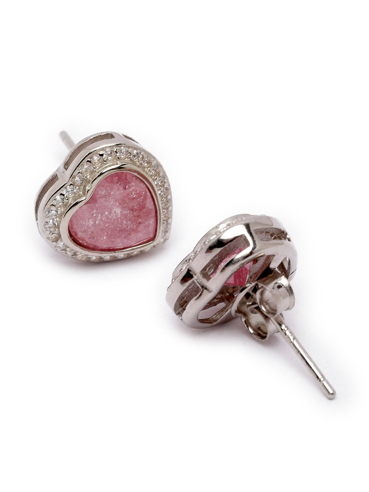 Pissara by Sukkhi Attractive 925 Sterling Silver Heart Shaped Cubic Zirconia Stud Earrings For Women & Girls|with Authenticity Certificate, 925 Stamp & 6 Months Warranty E105103