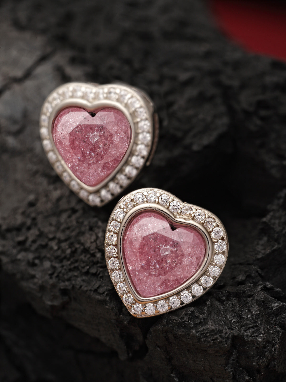 Pissara by Sukkhi Attractive 925 Sterling Silver Heart Shaped Cubic Zirconia Stud Earrings For Women & Girls|with Authenticity Certificate, 925 Stamp & 6 Months Warranty E105103