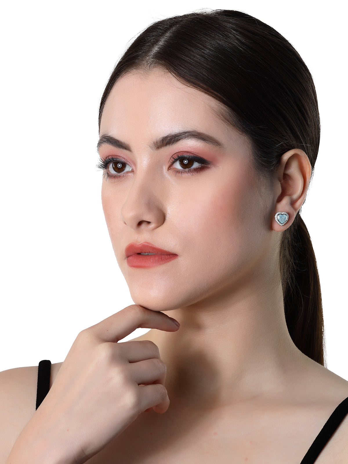 Pissara by Sukkhi Attractive 925 Sterling Silver Heart Shaped Cubic Zirconia Stud Earrings For Women & Girls|with Authenticity Certificate, 925 Stamp & 6 Months Warranty E105104