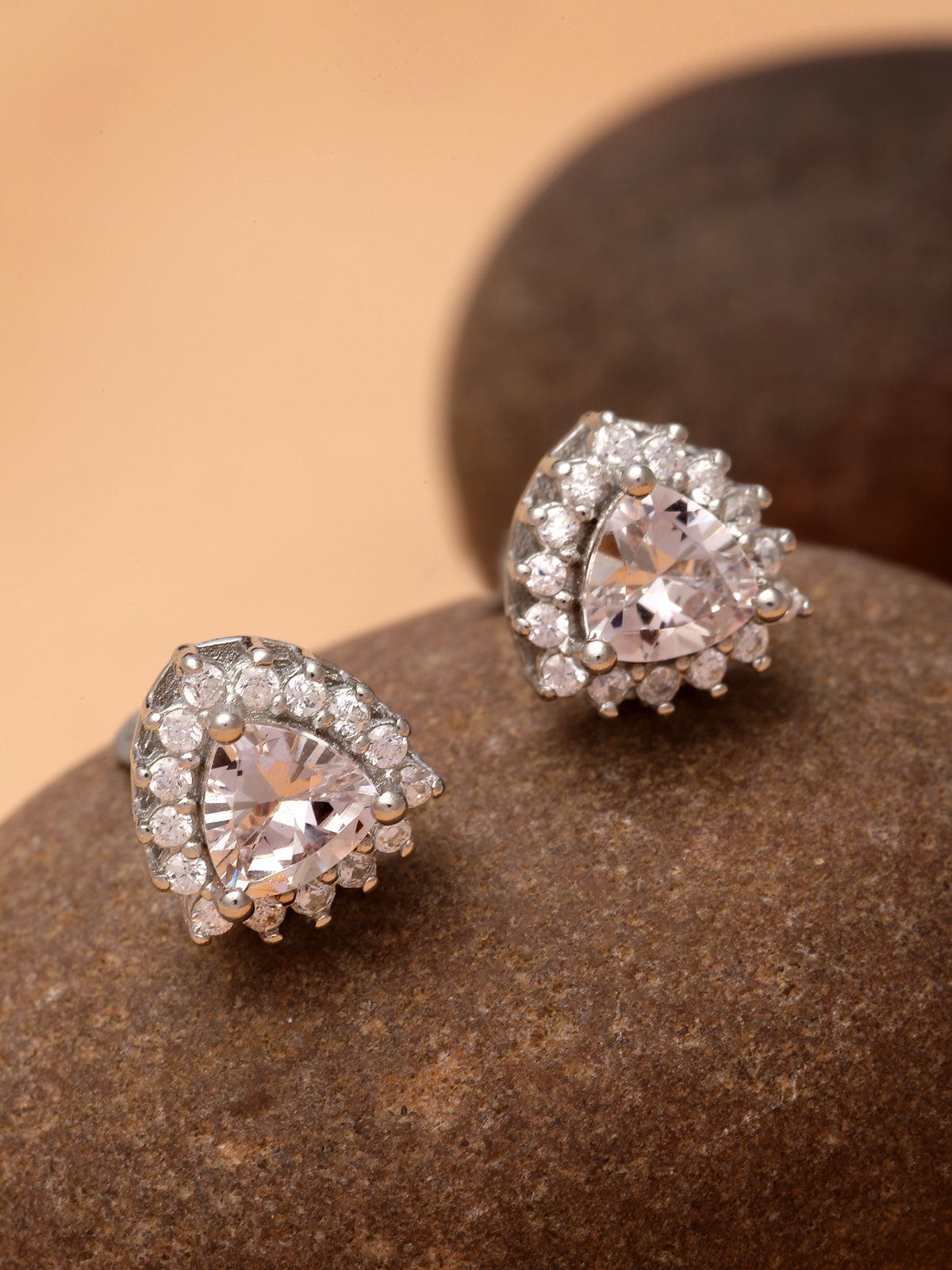 Pissara by Sukkhi Lavish 925 Sterling Silver Cubic Zirconia Stud Earrings For Women & Girls|with Authenticity Certificate, 925 Stamp & 6 Months Warranty E105106