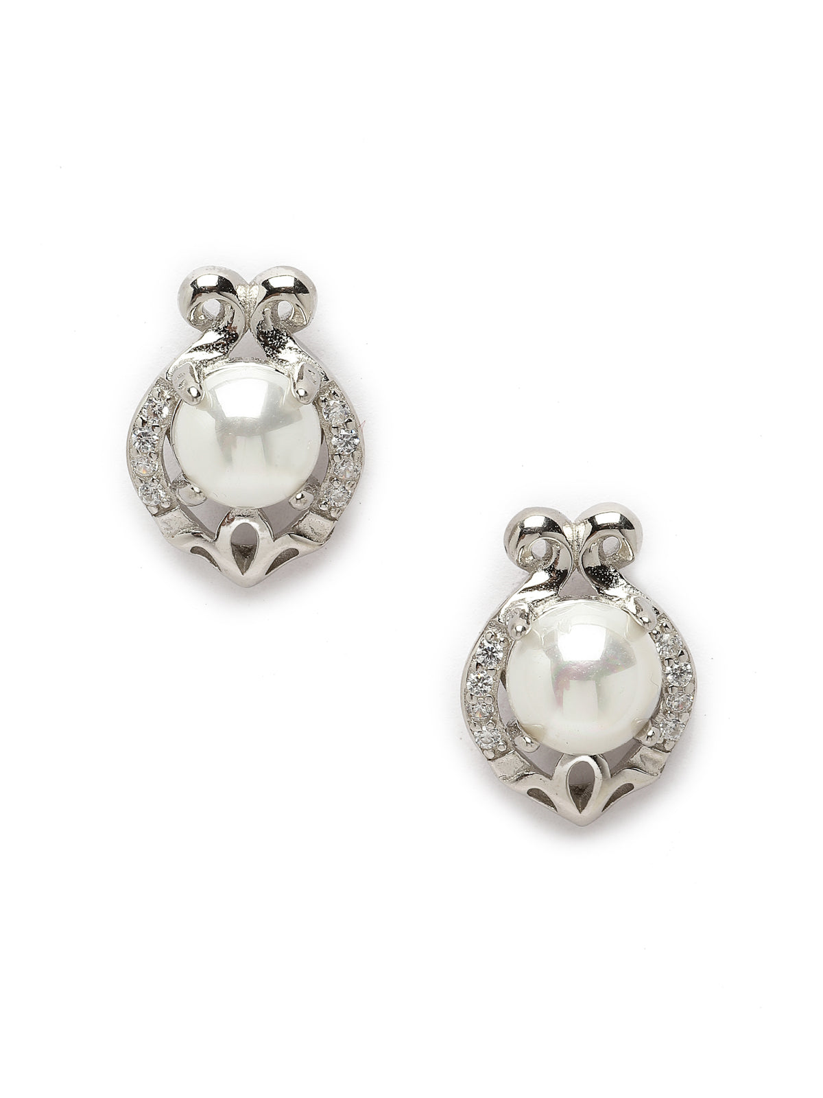 Pissara by Sukkhi Unique 925 Sterling Silver Cubic Zirconia Stud Earrings For Women & Girls|with Authenticity Certificate, 925 Stamp & 6 Months Warranty E105107