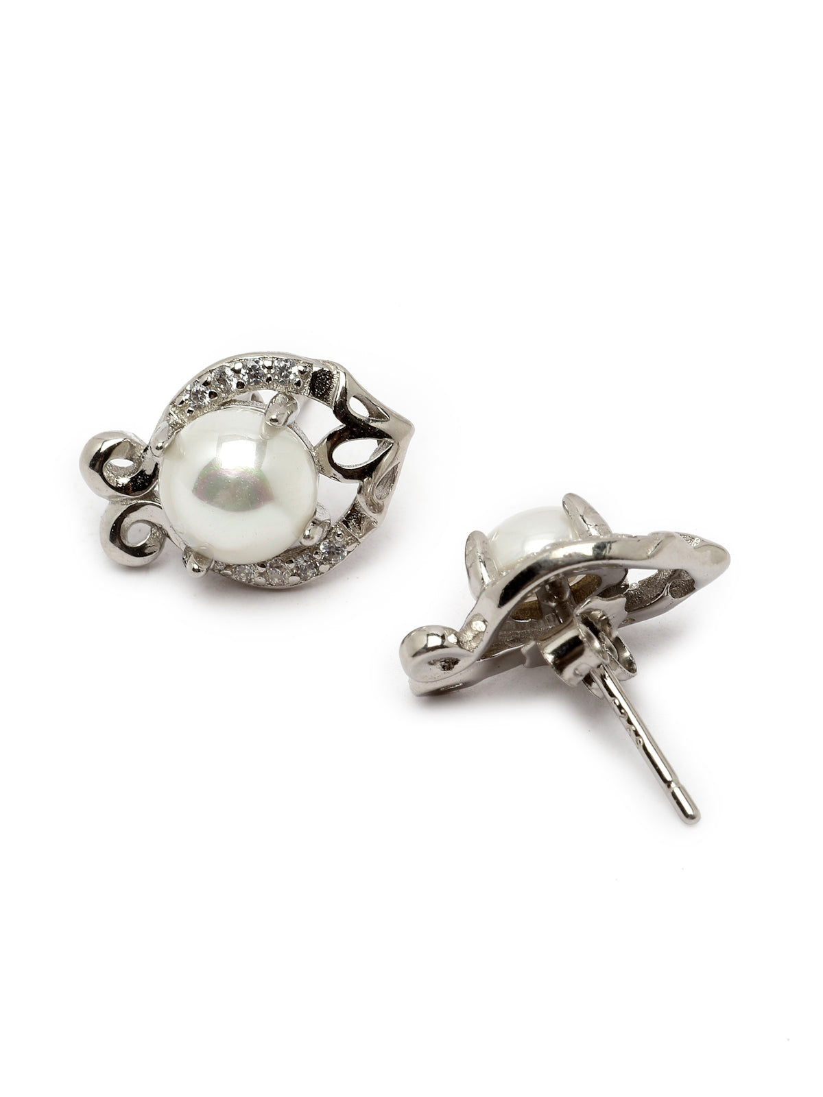 Pissara by Sukkhi Unique 925 Sterling Silver Cubic Zirconia Stud Earrings For Women & Girls|with Authenticity Certificate, 925 Stamp & 6 Months Warranty E105107