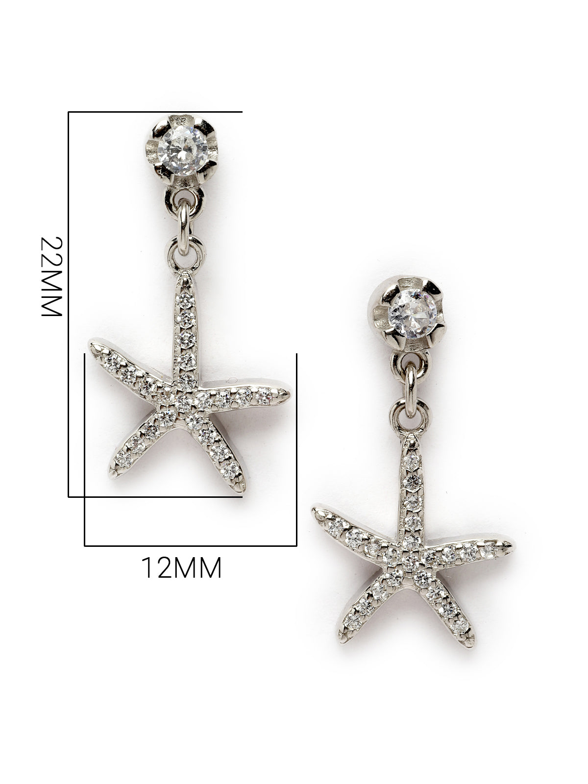 Pissara by Sukkhi Sparkling 925 Sterling Silver Star Shaped Cubic Zirconia Dangle Earrings For Women & Girls|with Authenticity Certificate, 925 Stamp & 6 Months Warranty E105112
