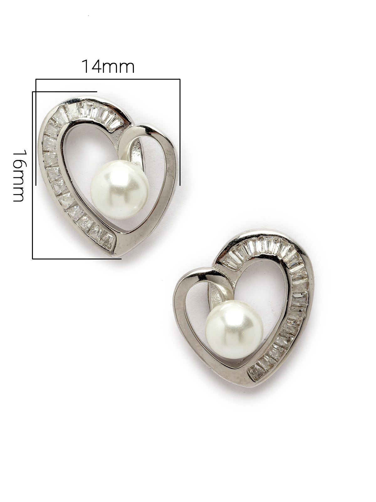 Pissara by Sukkhi Trendy 925 Sterling Silver Heart Shaped Cubic Zirconia Stud Earrings For Women & Girls|with Authenticity Certificate, 925 Stamp & 6 Months Warranty E105131