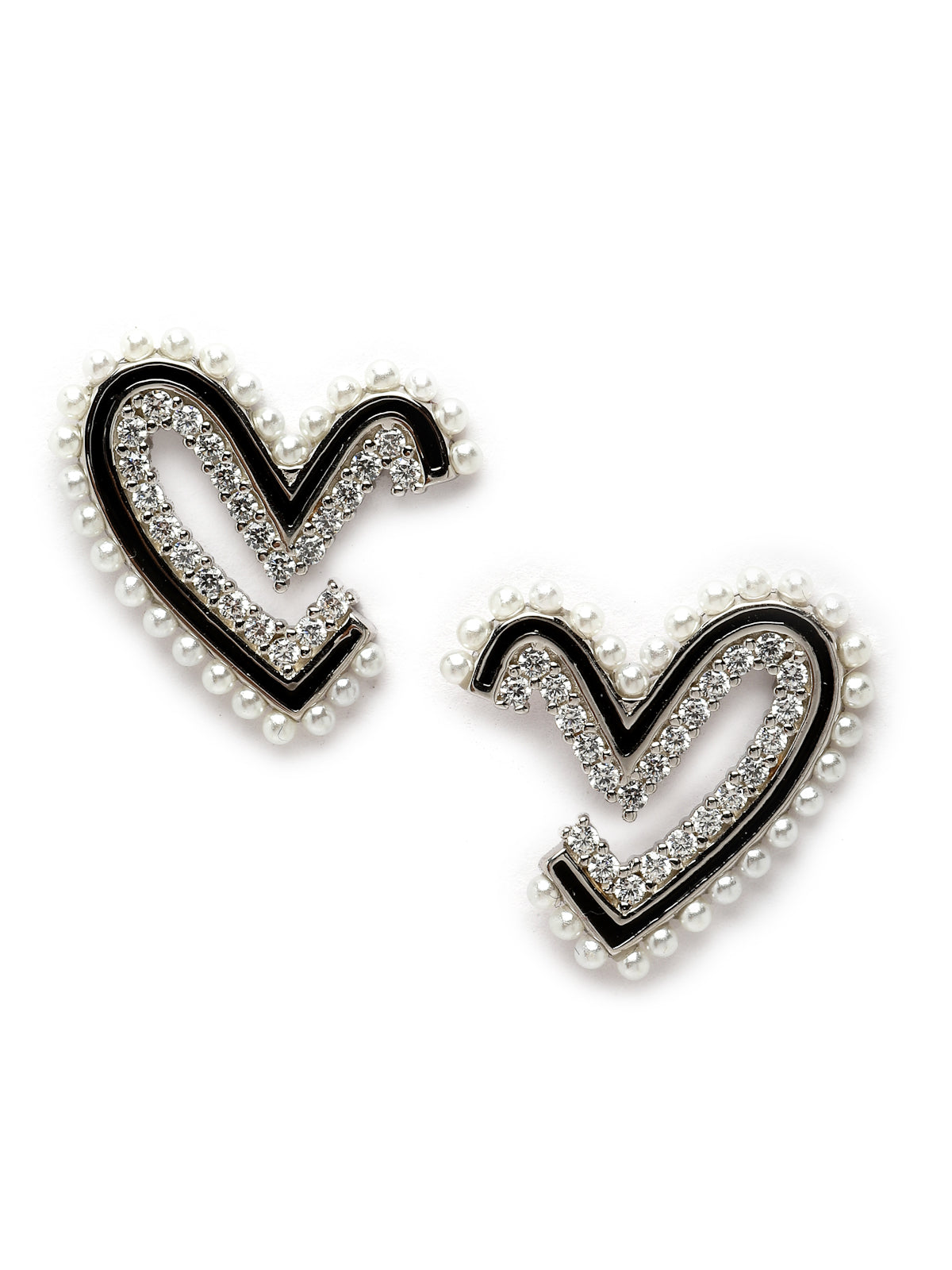 Pissara by Sukkhi Trendy 925 Sterling Silver Heart Shaped Cubic Zirconia Stud Earrings For Women & Girls|with Authenticity Certificate, 925 Stamp & 6 Months Warranty E105132