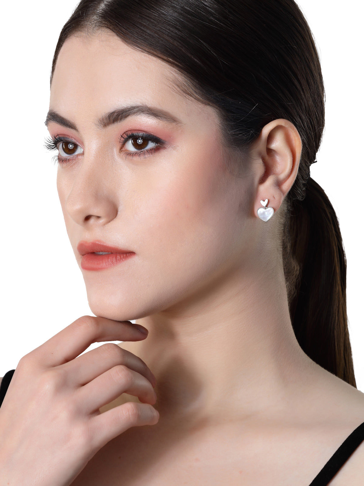 Pissara by Sukkhi Fashionable 925 Sterling Silver Heart Shaped Cubic Zirconia Stud Earrings For Women & Girls|with Authenticity Certificate, 925 Stamp & 6 Months Warranty E105133