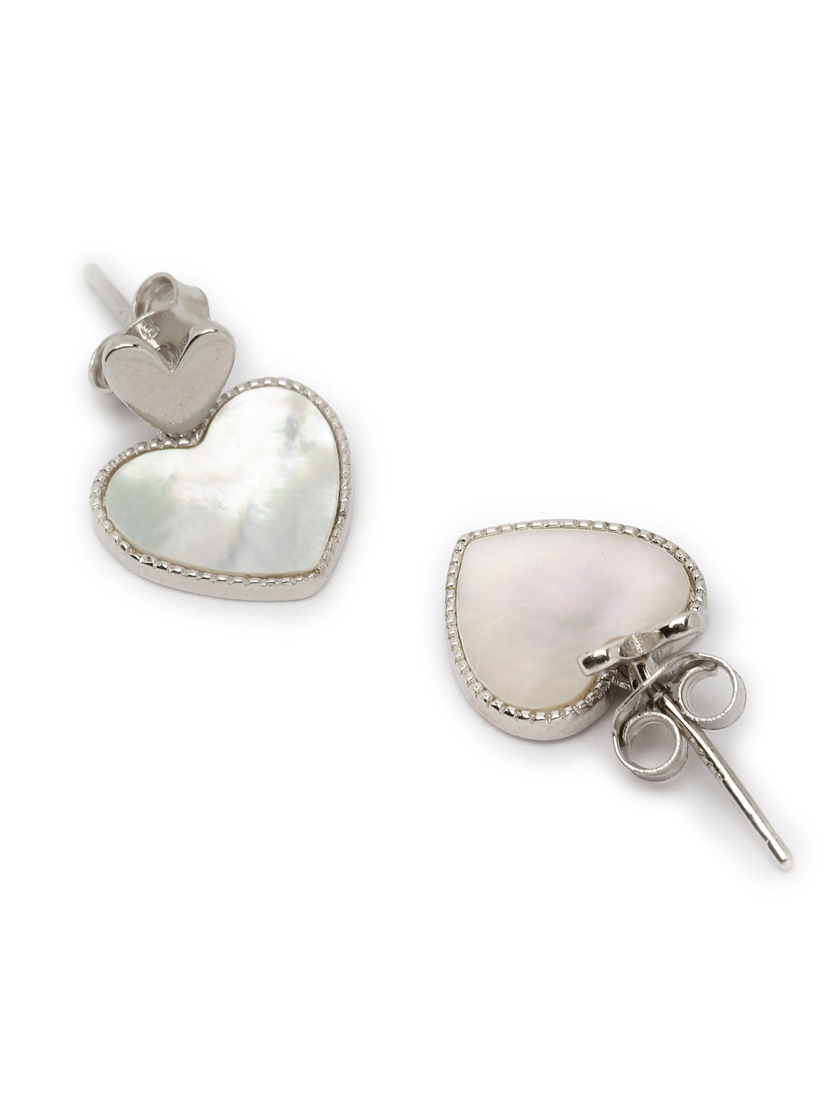 Pissara by Sukkhi Fashionable 925 Sterling Silver Heart Shaped Cubic Zirconia Stud Earrings For Women & Girls|with Authenticity Certificate, 925 Stamp & 6 Months Warranty E105133