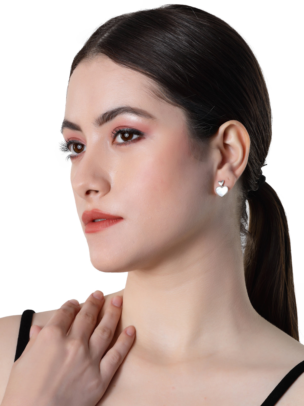 Pissara by Sukkhi Fashionable 925 Sterling Silver Heart Shaped Cubic Zirconia Stud Earrings For Women & Girls|with Authenticity Certificate, 925 Stamp & 6 Months Warranty E105133