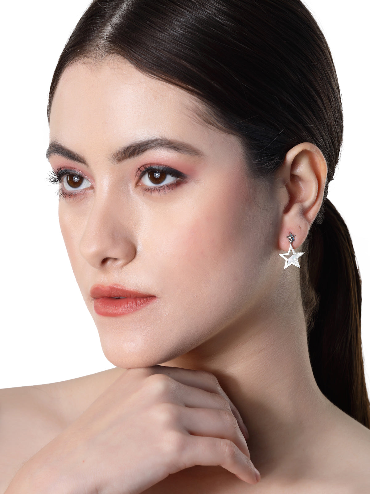 Pissara by Sukkhi Lovely 925 Sterling Silver Star Shaped Cubic Zirconia Dangle Earrings For Women & Girls|with Authenticity Certificate, 925 Stamp & 6 Months Warranty E105135