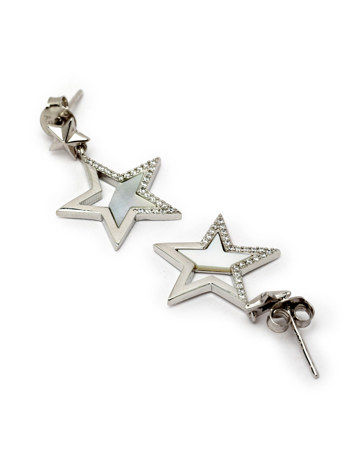 Pissara by Sukkhi Lovely 925 Sterling Silver Star Shaped Cubic Zirconia Dangle Earrings For Women & Girls|with Authenticity Certificate, 925 Stamp & 6 Months Warranty E105135