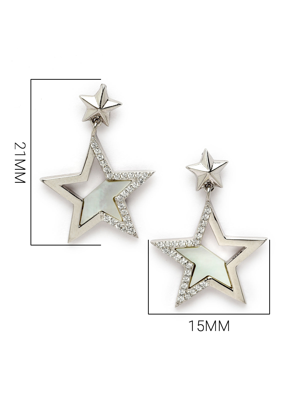 Pissara by Sukkhi Lovely 925 Sterling Silver Star Shaped Cubic Zirconia Dangle Earrings For Women & Girls|with Authenticity Certificate, 925 Stamp & 6 Months Warranty E105135