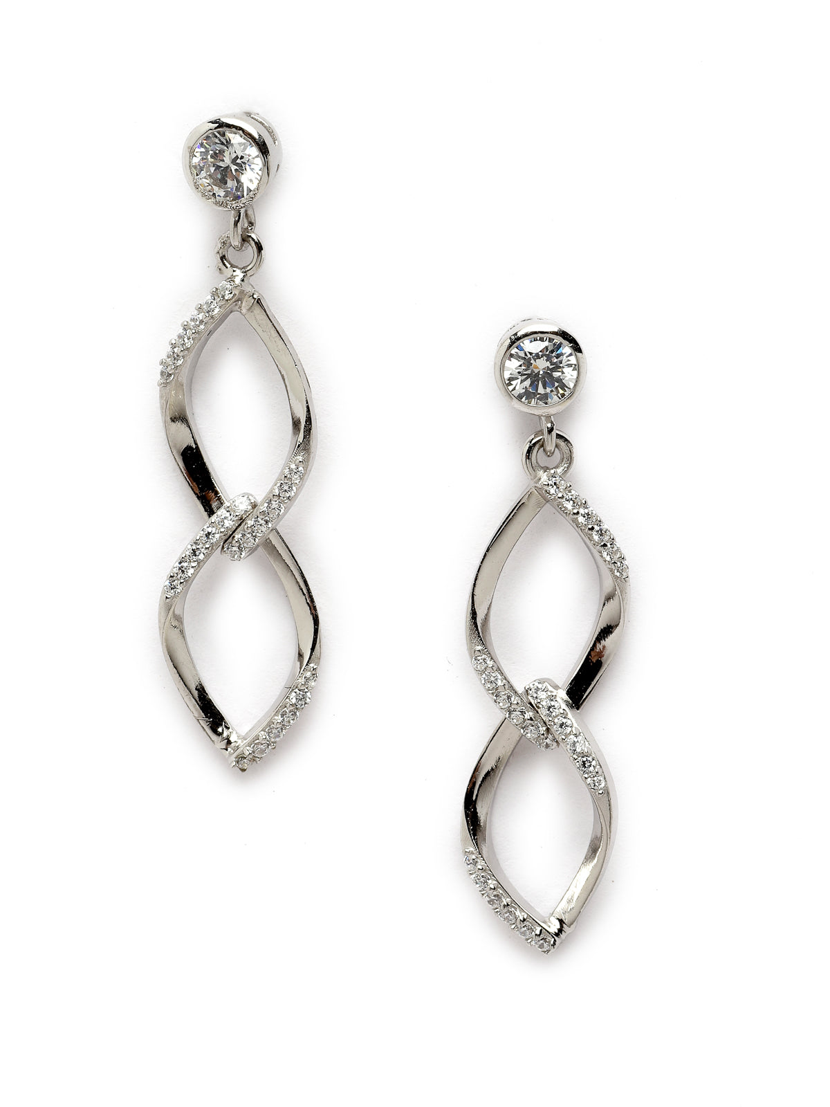 Pissara by Sukkhi Delicate 925 Sterling Silver Cubic Zirconia Dangle Earrings For Women & Girls|with Authenticity Certificate, 925 Stamp & 6 Months Warranty E105137