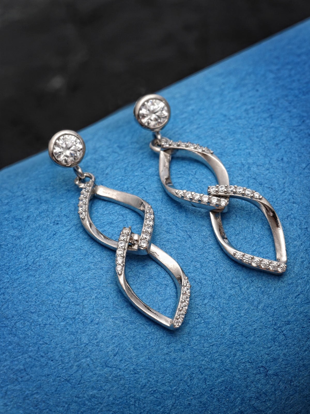 Pissara by Sukkhi Delicate 925 Sterling Silver Cubic Zirconia Dangle Earrings For Women & Girls|with Authenticity Certificate, 925 Stamp & 6 Months Warranty E105137