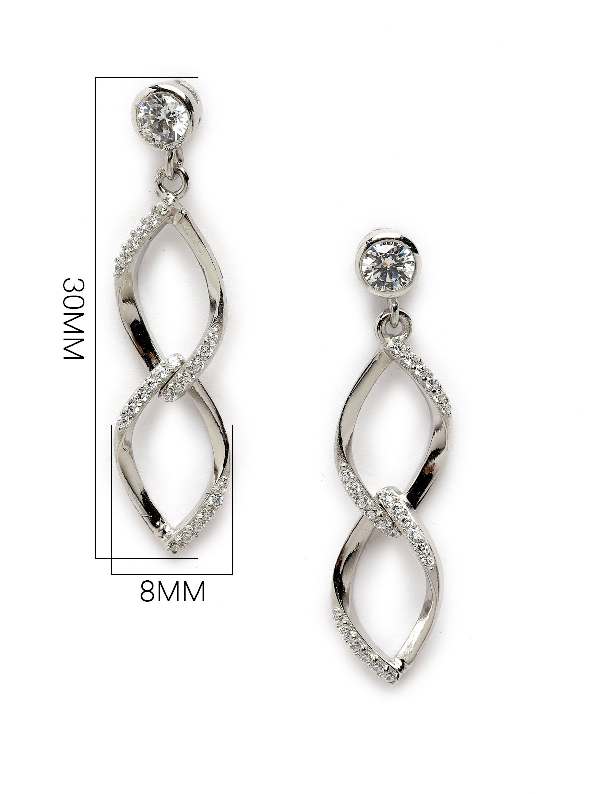 Pissara by Sukkhi Delicate 925 Sterling Silver Cubic Zirconia Dangle Earrings For Women & Girls|with Authenticity Certificate, 925 Stamp & 6 Months Warranty E105137