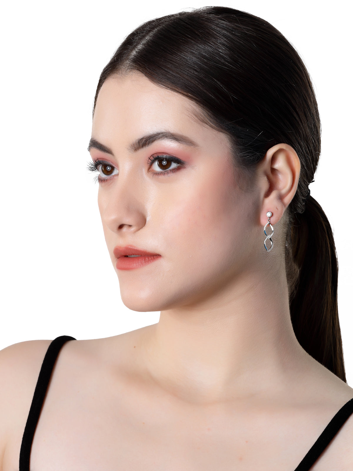 Pissara by Sukkhi Delicate 925 Sterling Silver Cubic Zirconia Dangle Earrings For Women & Girls|with Authenticity Certificate, 925 Stamp & 6 Months Warranty E105137