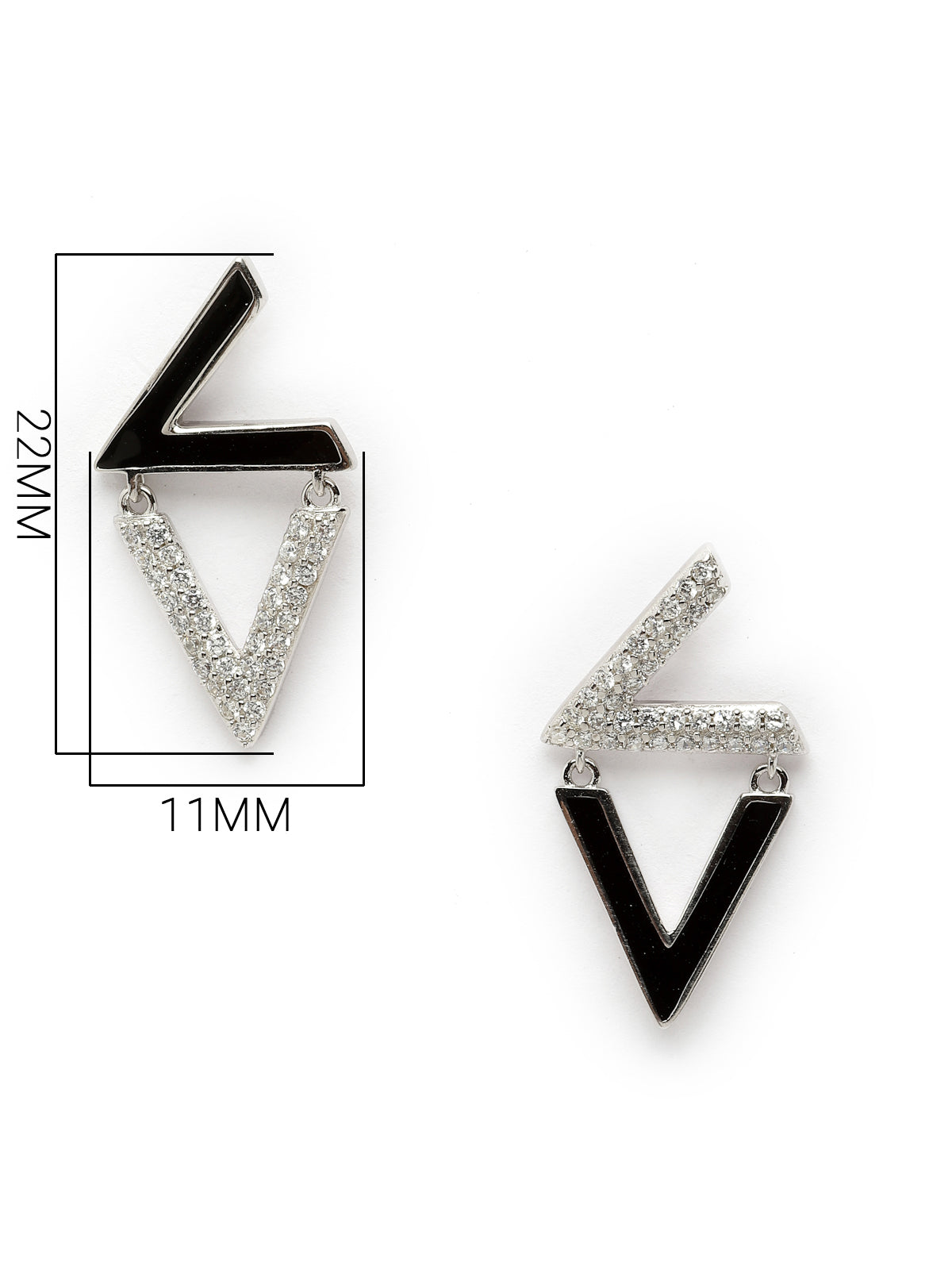 Pissara by Sukkhi Modern 925 Sterling Silver Triangle Shaped Cubic Zirconia Stud Earrings For Women & Girls|with Authenticity Certificate, 925 Stamp & 6 Months Warranty E105143