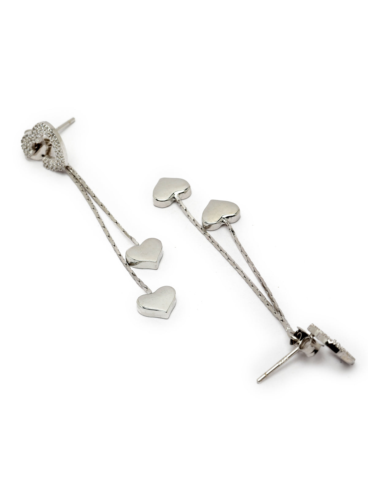 Pissara by Sukkhi Excellent 925 Sterling Silver Heart Shaped Cubic Zirconia Dangle Earrings For Women & Girls|with Authenticity Certificate, 925 Stamp & 6 Months Warranty E105144
