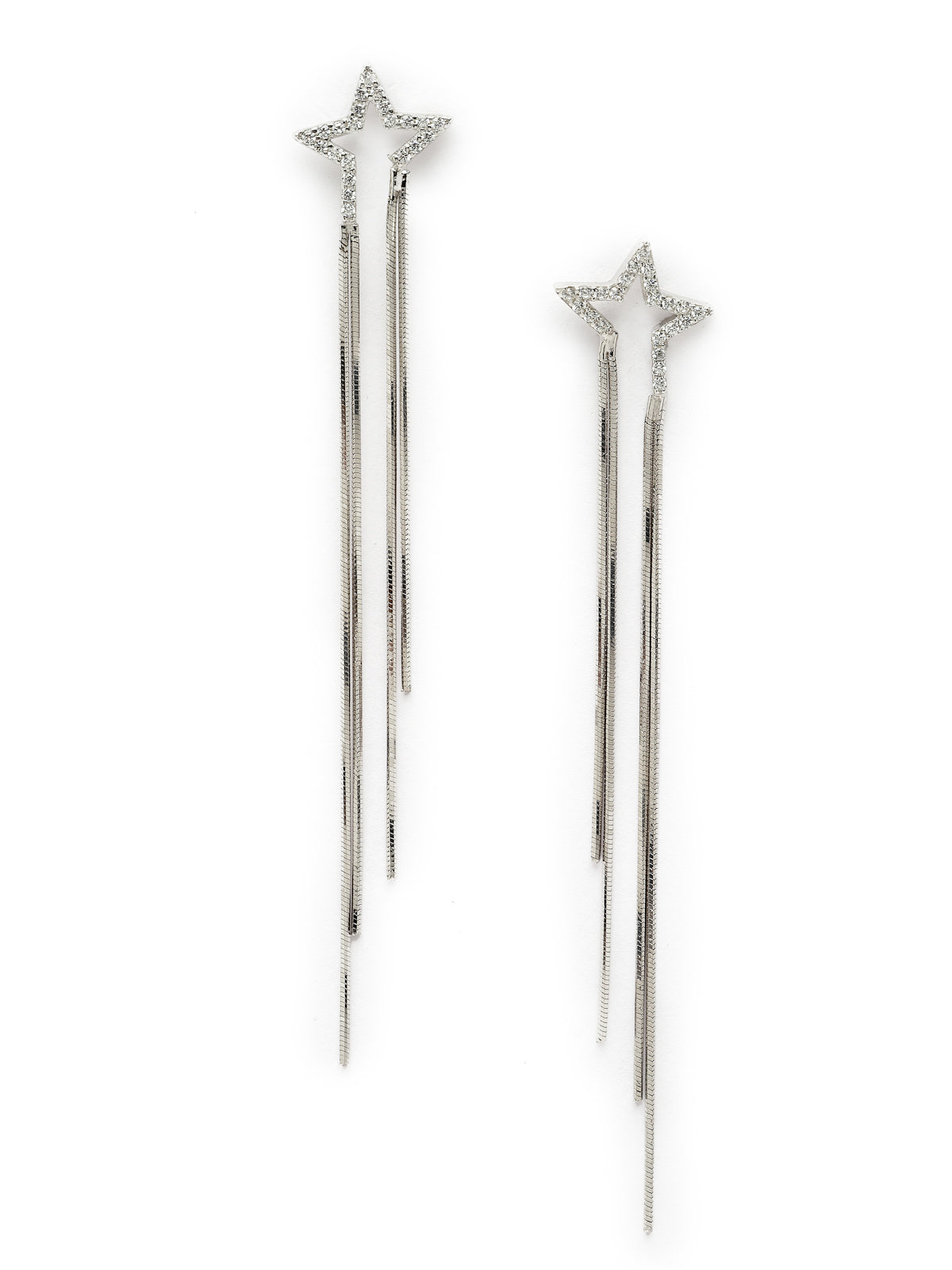 Pissara by Sukkhi Angelic 925 Sterling Silver Star Shaped Cubic Zirconia Dangle Earrings For Women & Girls|with Authenticity Certificate, 925 Stamp & 6 Months Warranty E105147