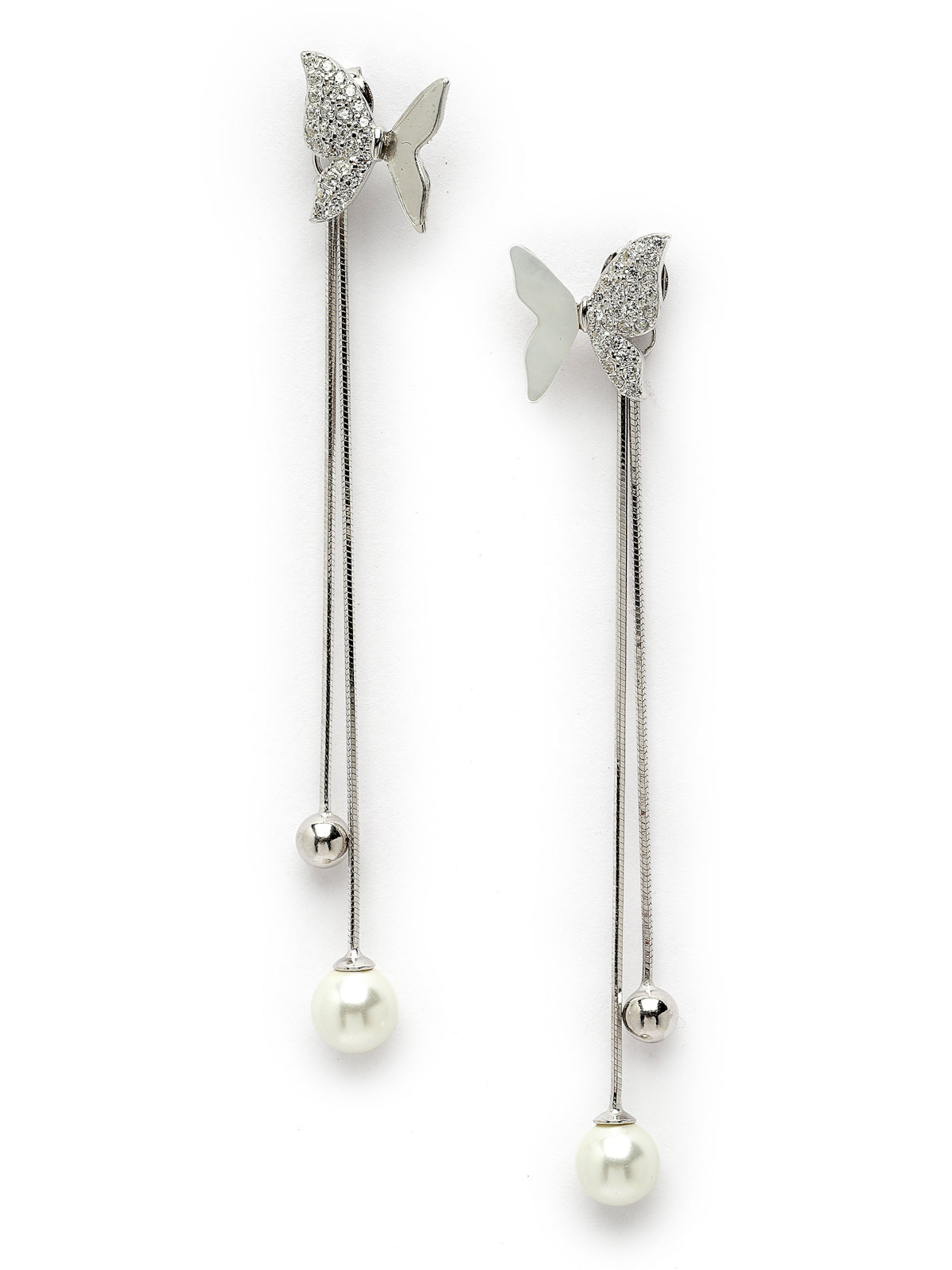 Pissara by Sukkhi Exquisite 925 Sterling Silver Butterfly Cubic Zirconia Dangle Earrings For Women & Girls|with Authenticity Certificate, 925 Stamp & 6 Months Warranty E105149