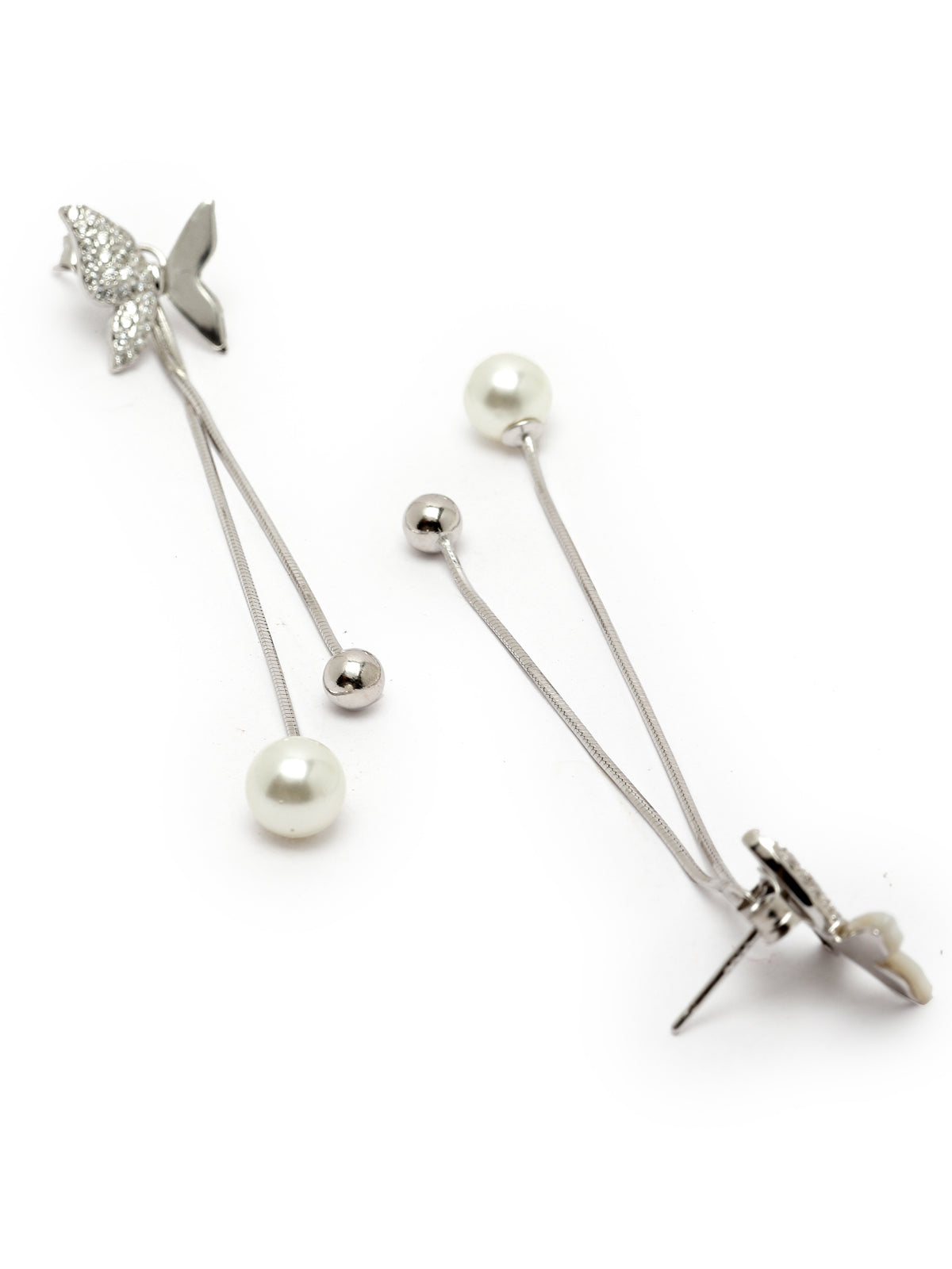 Pissara by Sukkhi Exquisite 925 Sterling Silver Butterfly Cubic Zirconia Dangle Earrings For Women & Girls|with Authenticity Certificate, 925 Stamp & 6 Months Warranty E105149