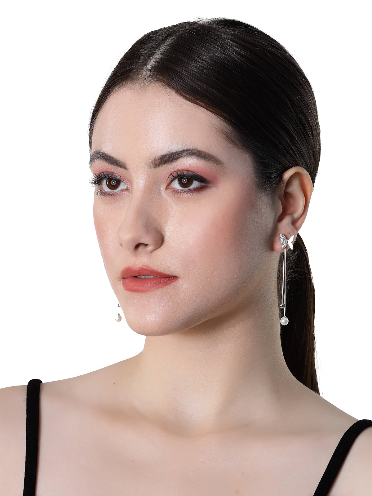 Pissara by Sukkhi Exquisite 925 Sterling Silver Butterfly Cubic Zirconia Dangle Earrings For Women & Girls|with Authenticity Certificate, 925 Stamp & 6 Months Warranty E105149