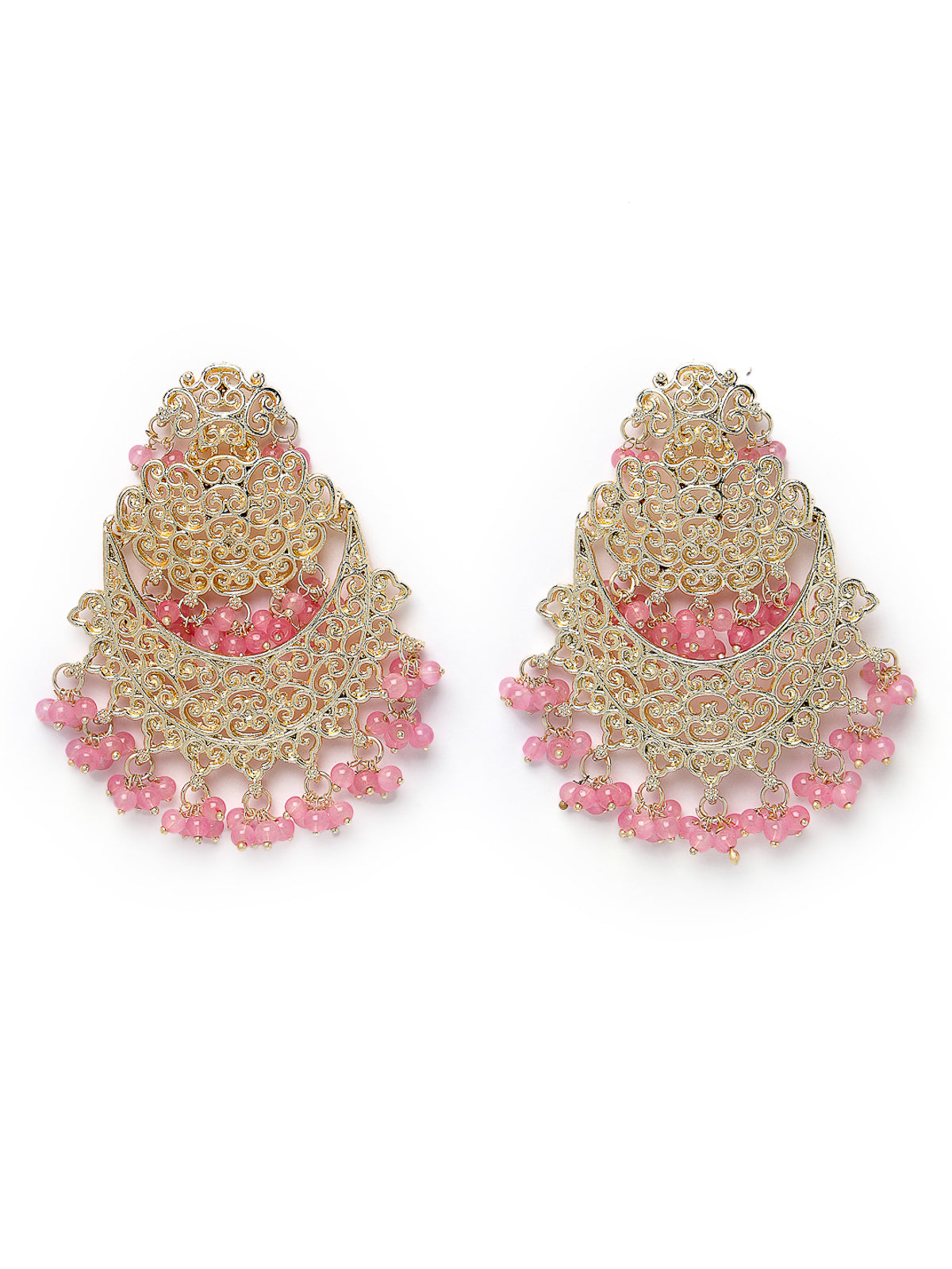 Studio Sukkhi Impressive Classy Gold Plated With Faux Beaded Pink Chandbali Earrings For Women And Girls E105762