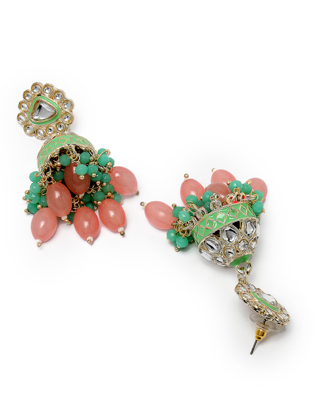 Studio Sukkhi Lavish Kundan With Meenakari Gold Plated Mint Green Jhumka/Jhumki Earrings For Women And Girls E105766