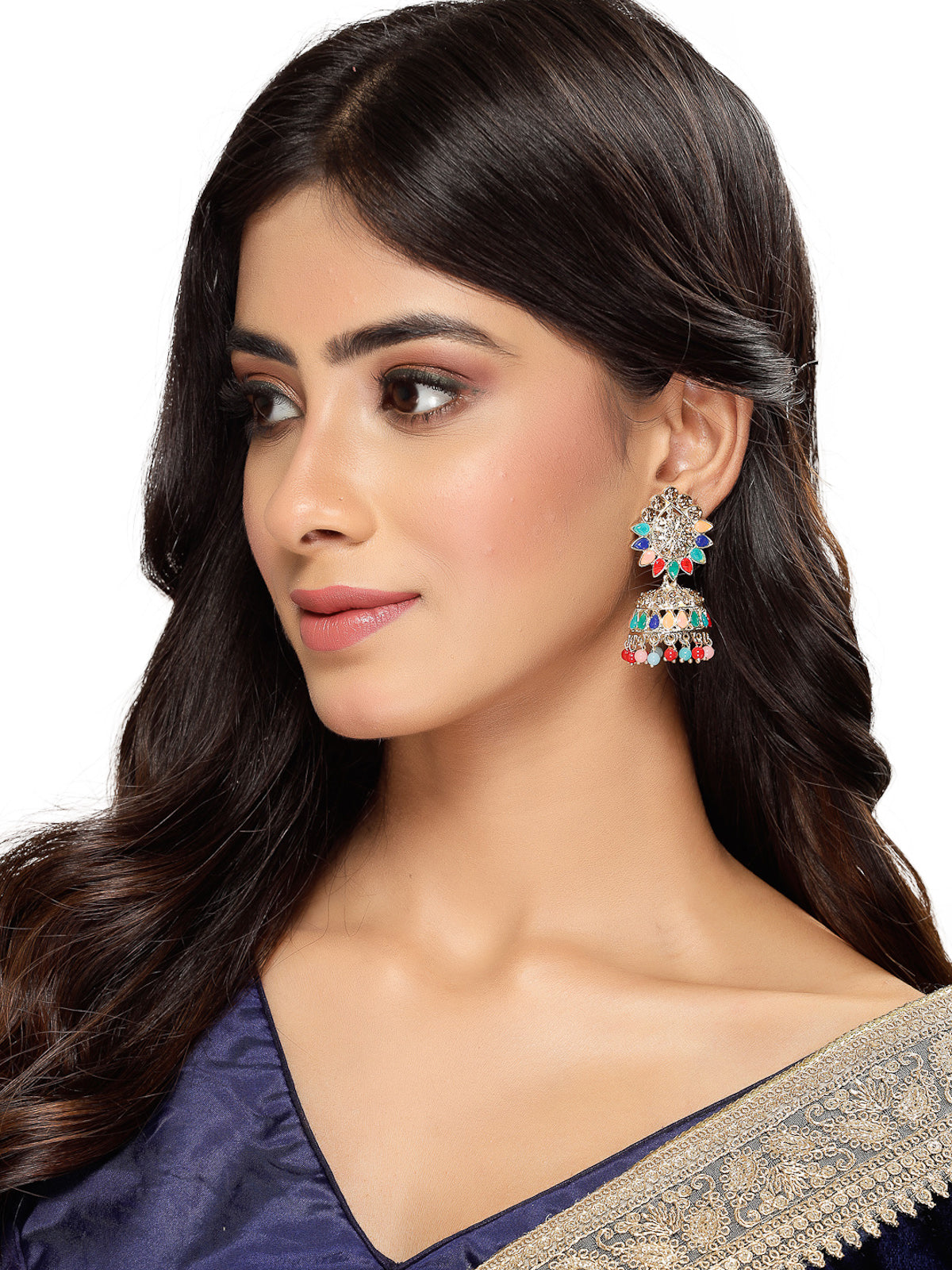 Studio Sukkhi Latest Bollywood Inspired Traditional Multicolor AD Stones Studded Jhumka/Jhumki Earrings For Women And Girls E105770