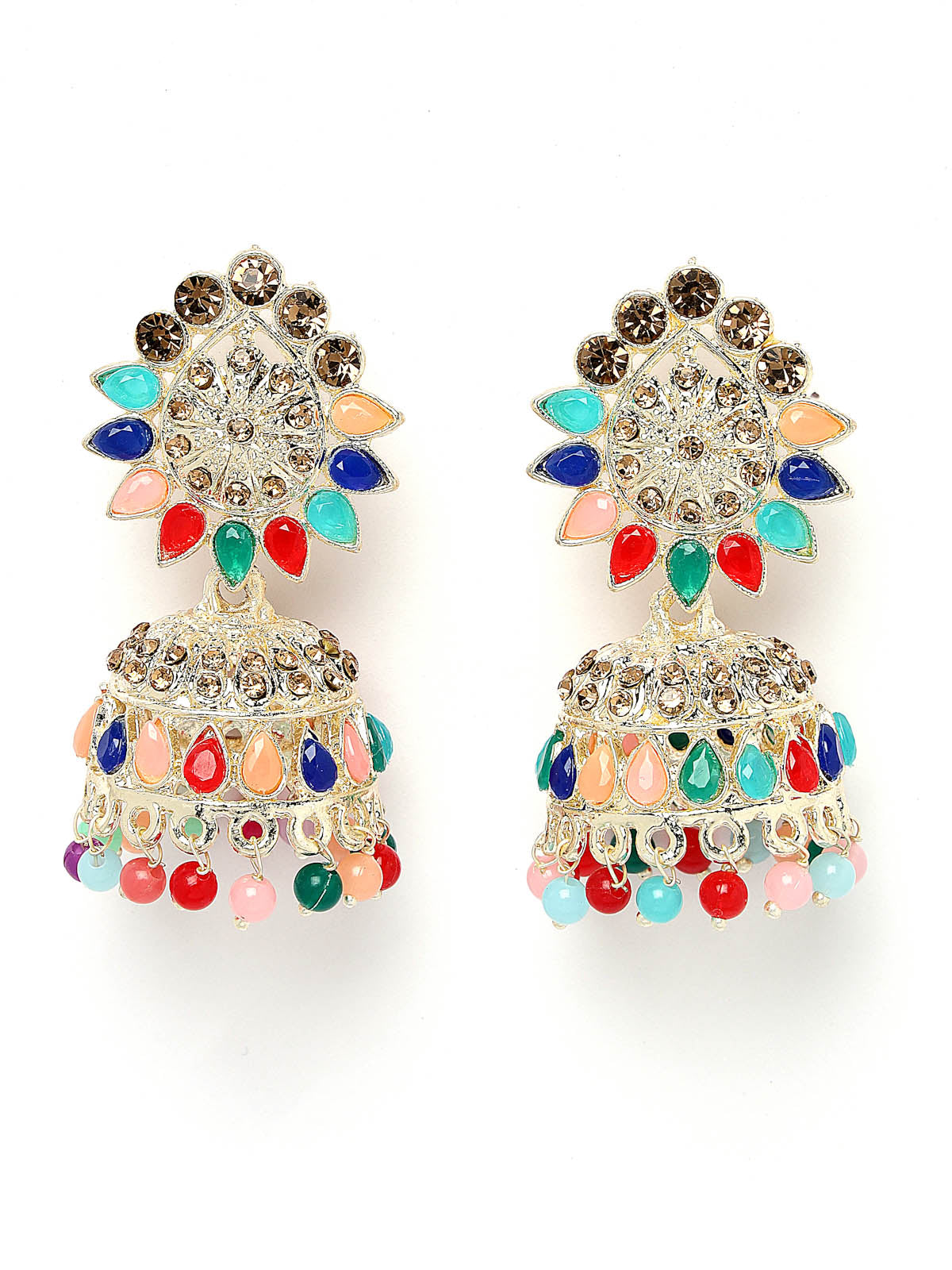 Studio Sukkhi Latest Bollywood Inspired Traditional Multicolor AD Stones Studded Jhumka/Jhumki Earrings For Women And Girls E105770