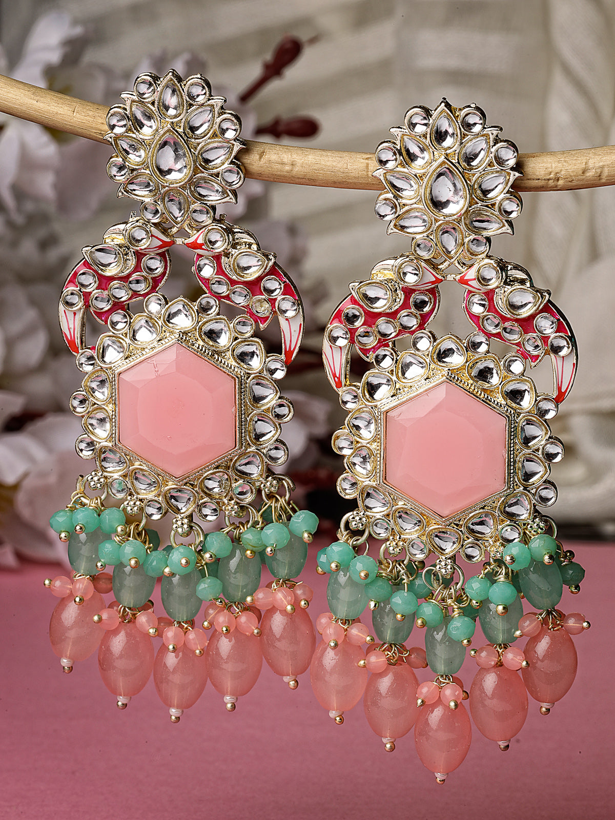Studio Sukkhi Fashionable Gold Plated Kundan With Meenakari Multicolor Dangle Drop Earrings For Women And Girls E105780