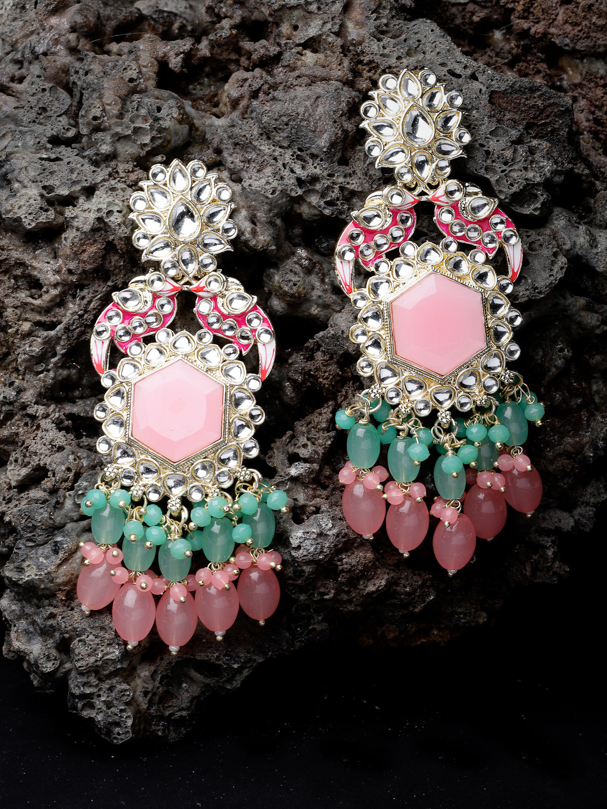 Studio Sukkhi Fashionable Gold Plated Kundan With Meenakari Multicolor Dangle Drop Earrings For Women And Girls E105780
