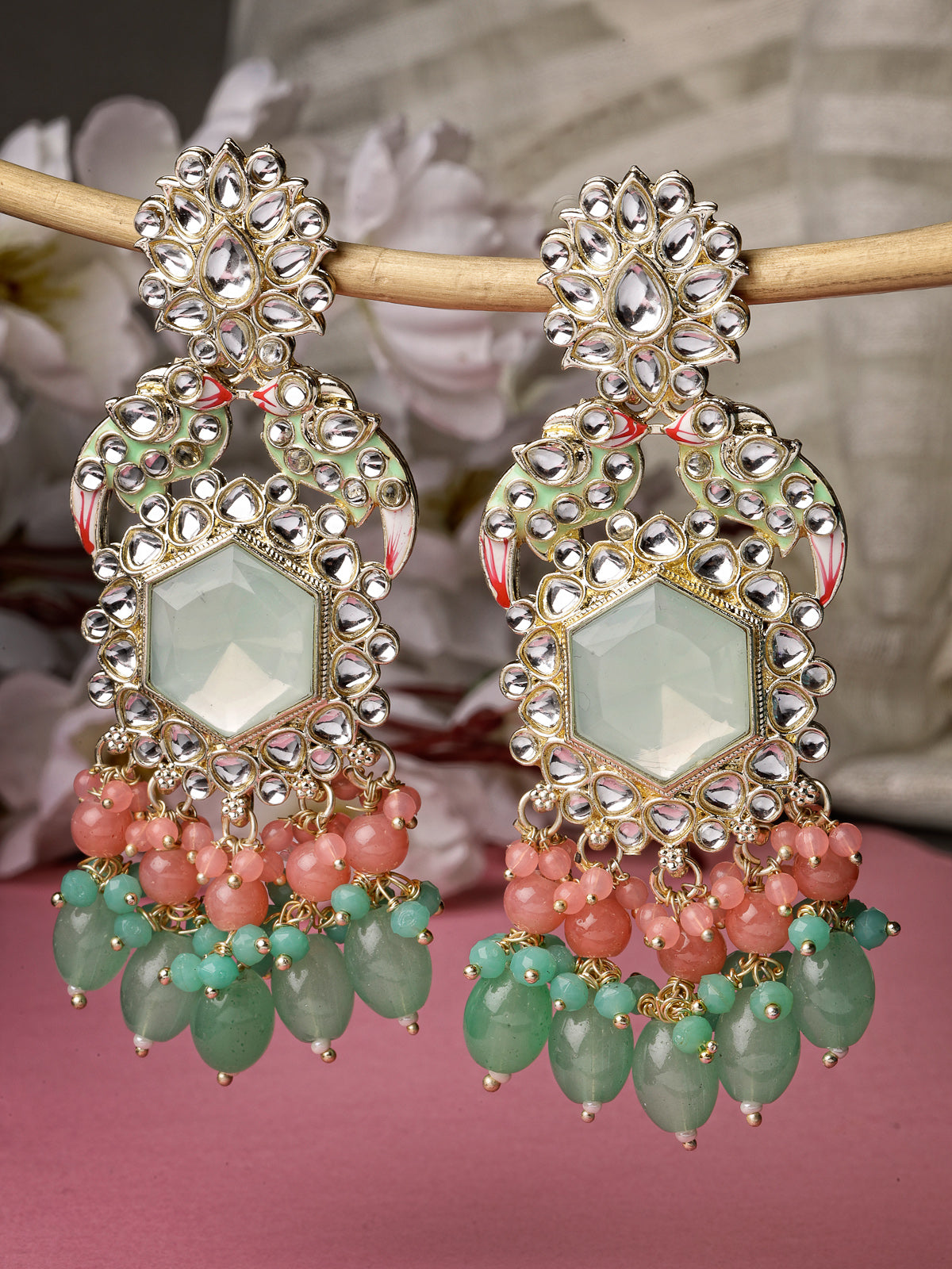 Studio Sukkhi Most Beautiful Gold Plated Kundan With Meenakari Multicolor Dangle Drop Earrings For Women And Girls E105781