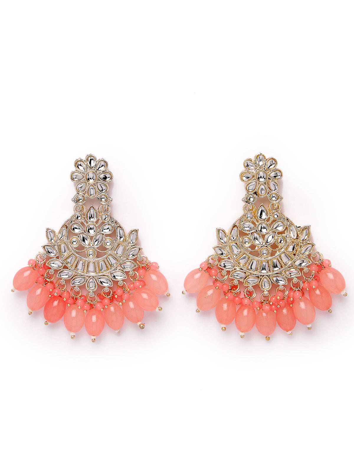 Studio Sukkhi Traditional Gold Plated Kundan Pink Dangle Drop Earrings For Women And Girls E105784