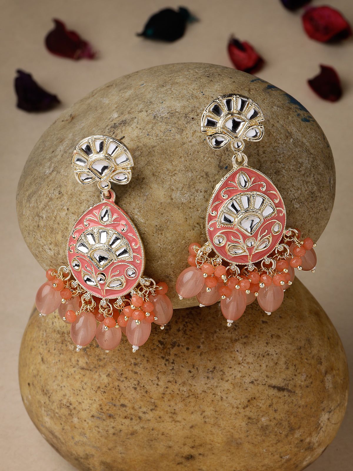 Studio Sukkhi Universal Kundan With Pink Meenakari Gold Plated Dangle Drop Earrings For Women And Girls E105785