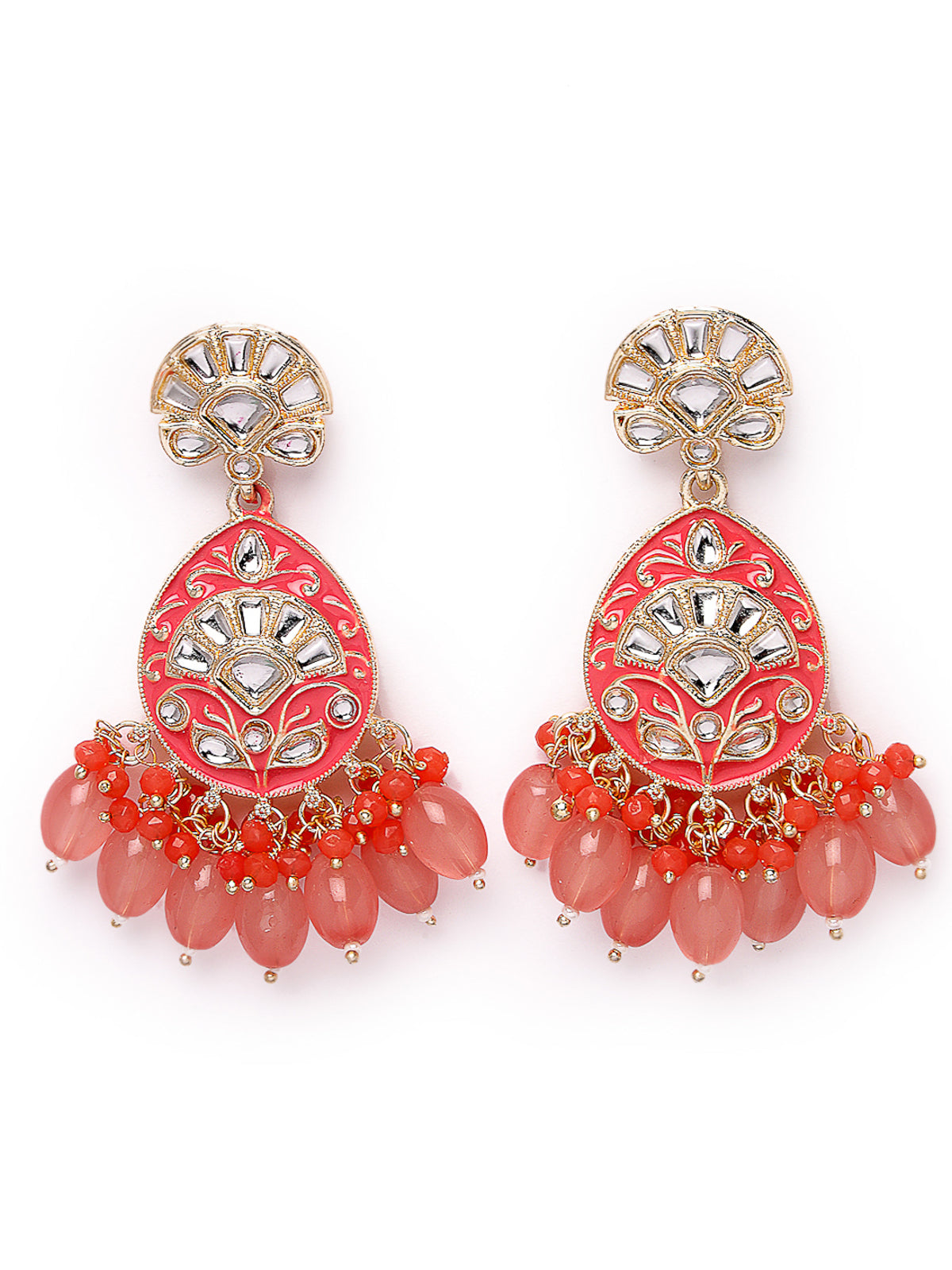 Studio Sukkhi Universal Kundan With Pink Meenakari Gold Plated Dangle Drop Earrings For Women And Girls E105785
