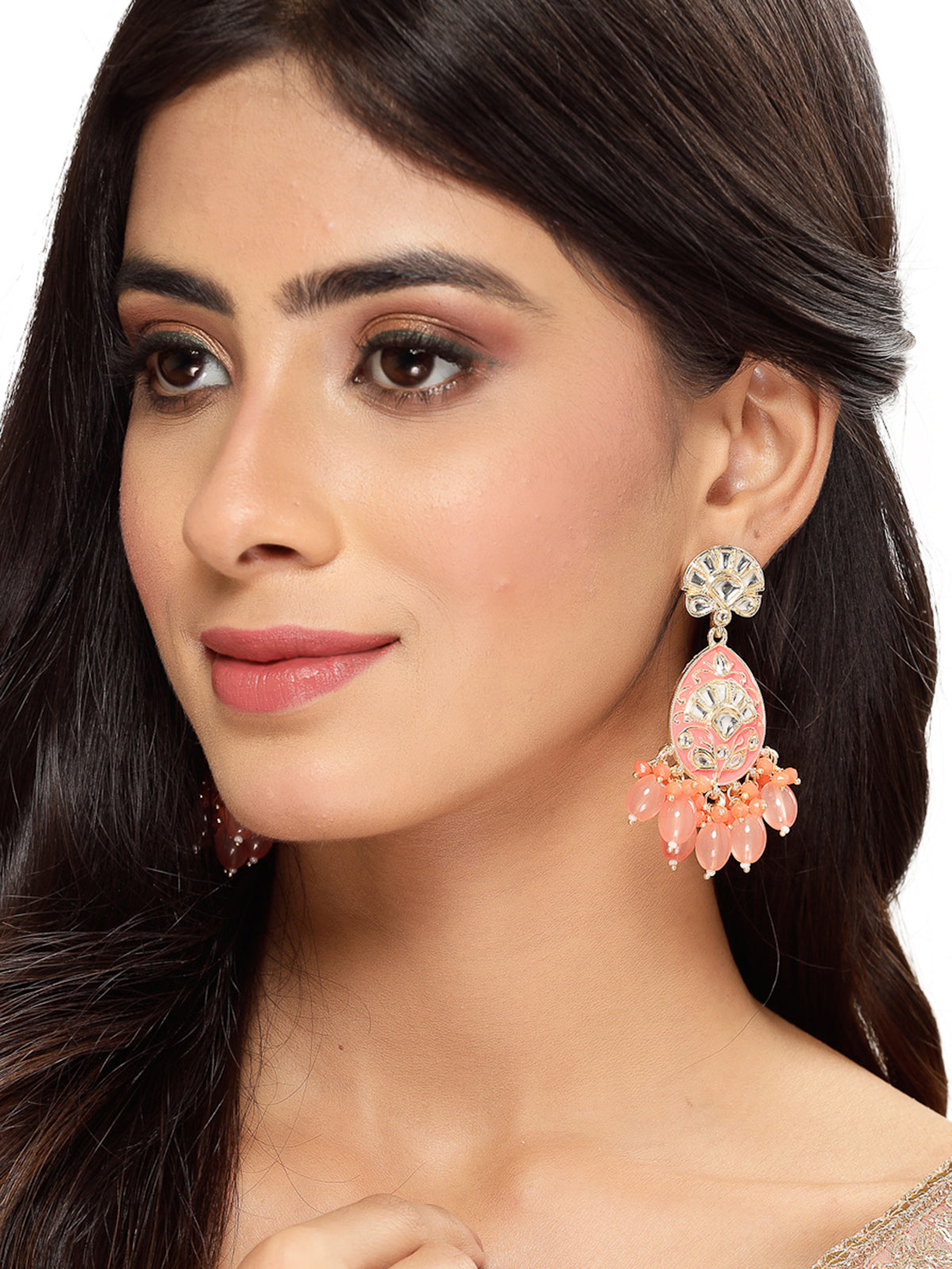Studio Sukkhi Universal Kundan With Pink Meenakari Gold Plated Dangle Drop Earrings For Women And Girls E105785