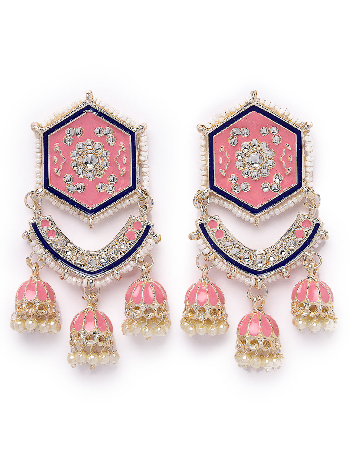 Studio Sukkhi Fashion-Forward Multicolor Meenakari Gold Plated Kundan Jhumki Earrings For Women And Girls E105788