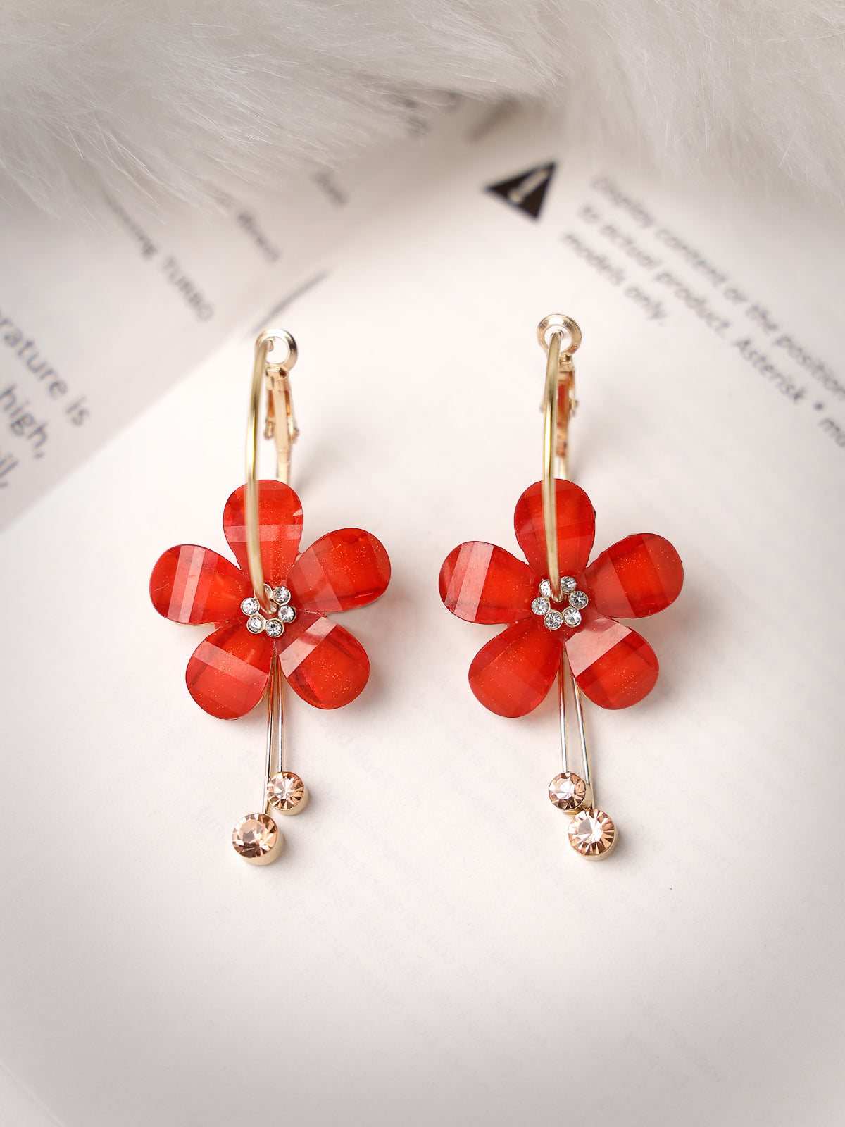 Scintillare by Sukkhi Beautiful Crystals Floral Shaped with Gold Plated Western Red Hoop Earring for Women & Girls Stylish Fashion|Birthday Gift for Girls & Women Anniversary Gift for Wife|E106554