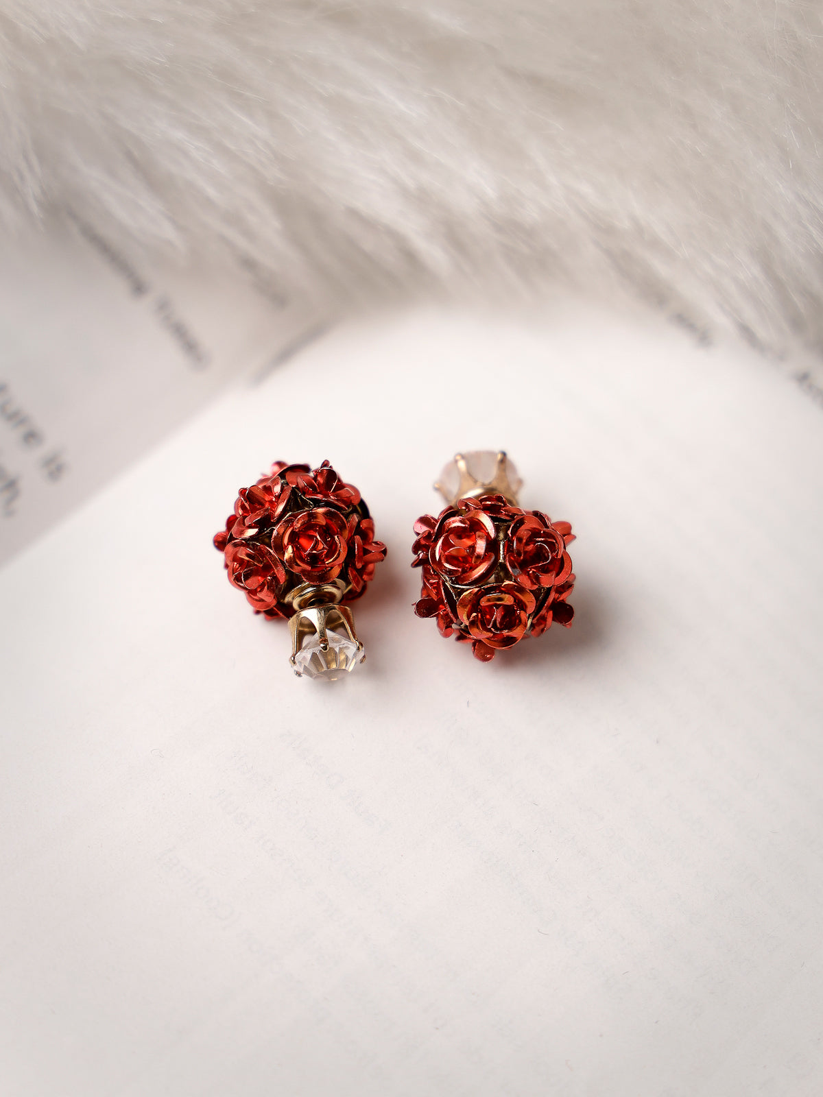 Scintillare by Sukkhi Pretty Rose Gold Plated & Crystals Stones Studded Red Rose Floral Stud Earring for Women & Girls Stylish Fashion|Birthday Gift for Girls & Women Anniversary Gift for Wife|E106555