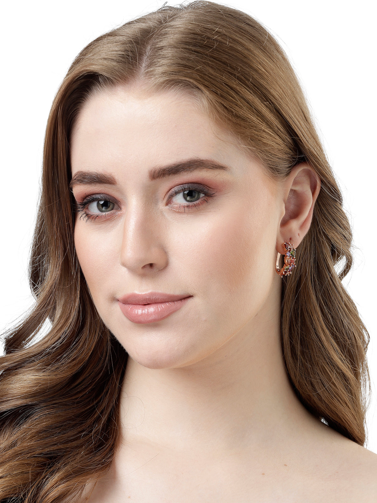 Scintillare by Sukkhi Decent Gold Plated American Diamond Bali / Hoop Earring for Women & Girls Stylish Fashion|Birthday Gift for Girls & Women Anniversary Gift for Wife|E106563