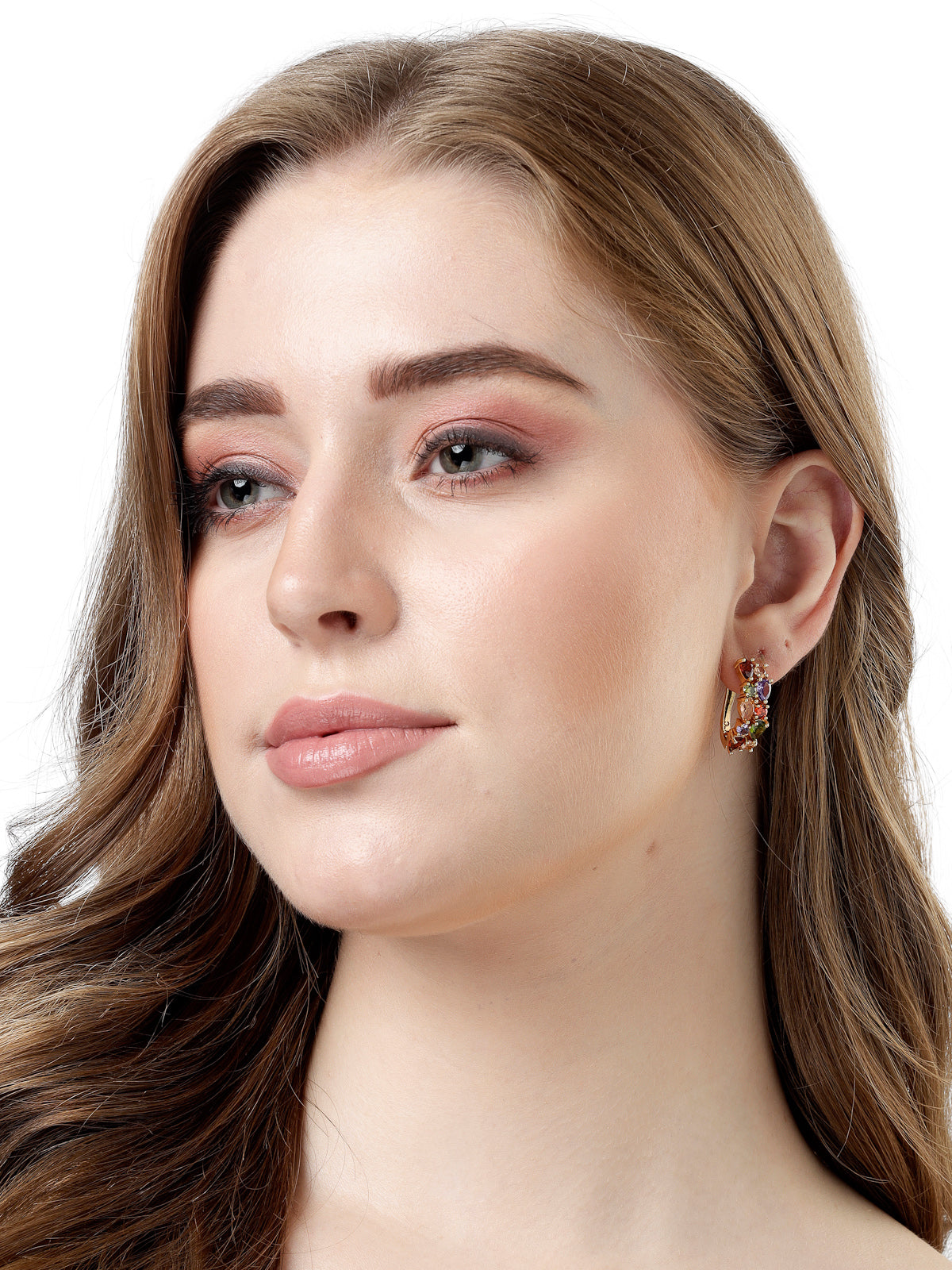 Scintillare by Sukkhi Decent Gold Plated American Diamond Bali / Hoop Earring for Women & Girls Stylish Fashion|Birthday Gift for Girls & Women Anniversary Gift for Wife|E106563