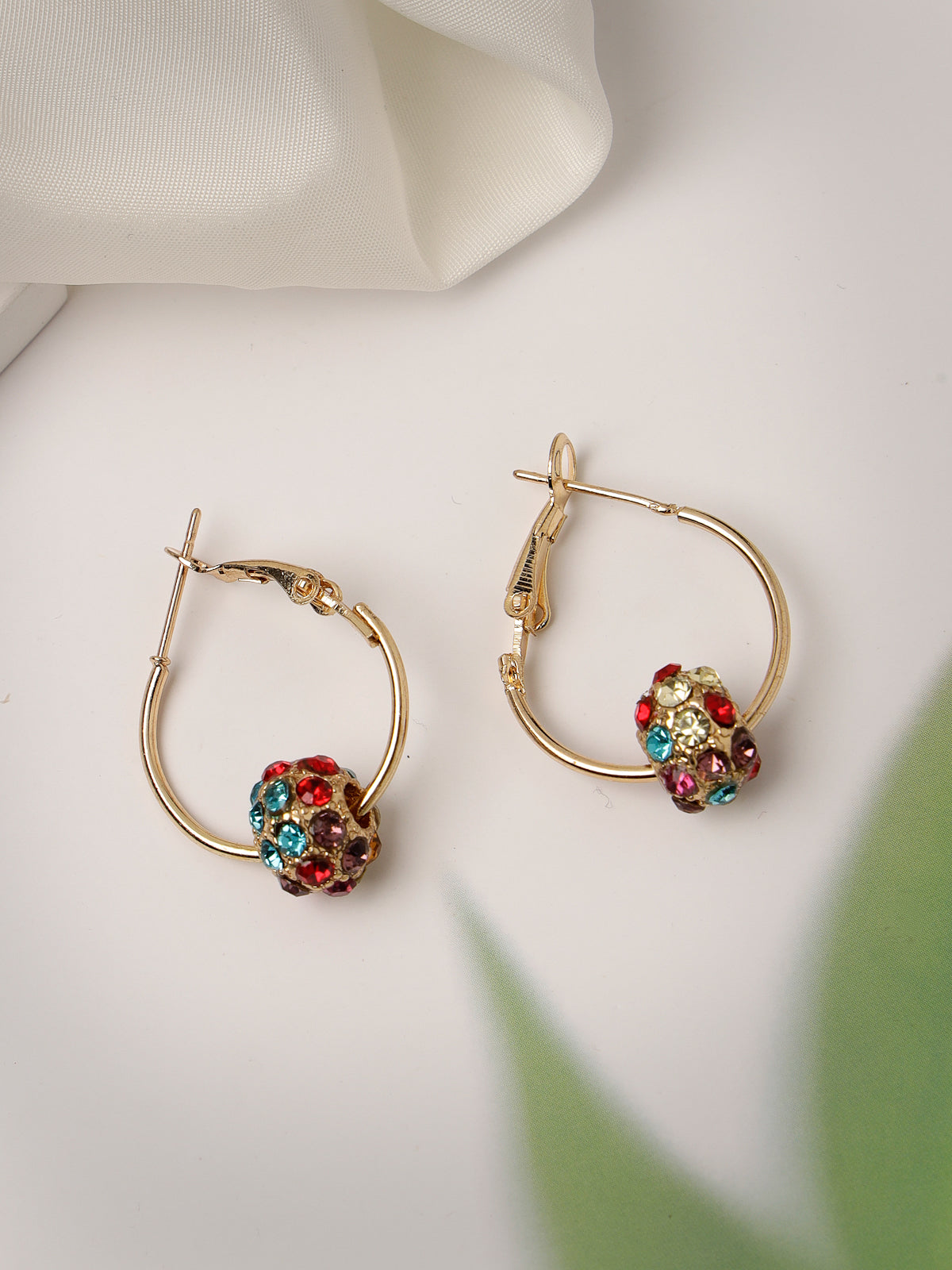 Scintillare by Sukkhi Casual Style Gold Plated Multicolor Crystals Stones Bali Hoop Earring for Women & Girls Stylish Fashion|Birthday Gift for Girls & Women Anniversary Gift for Wife|E106561