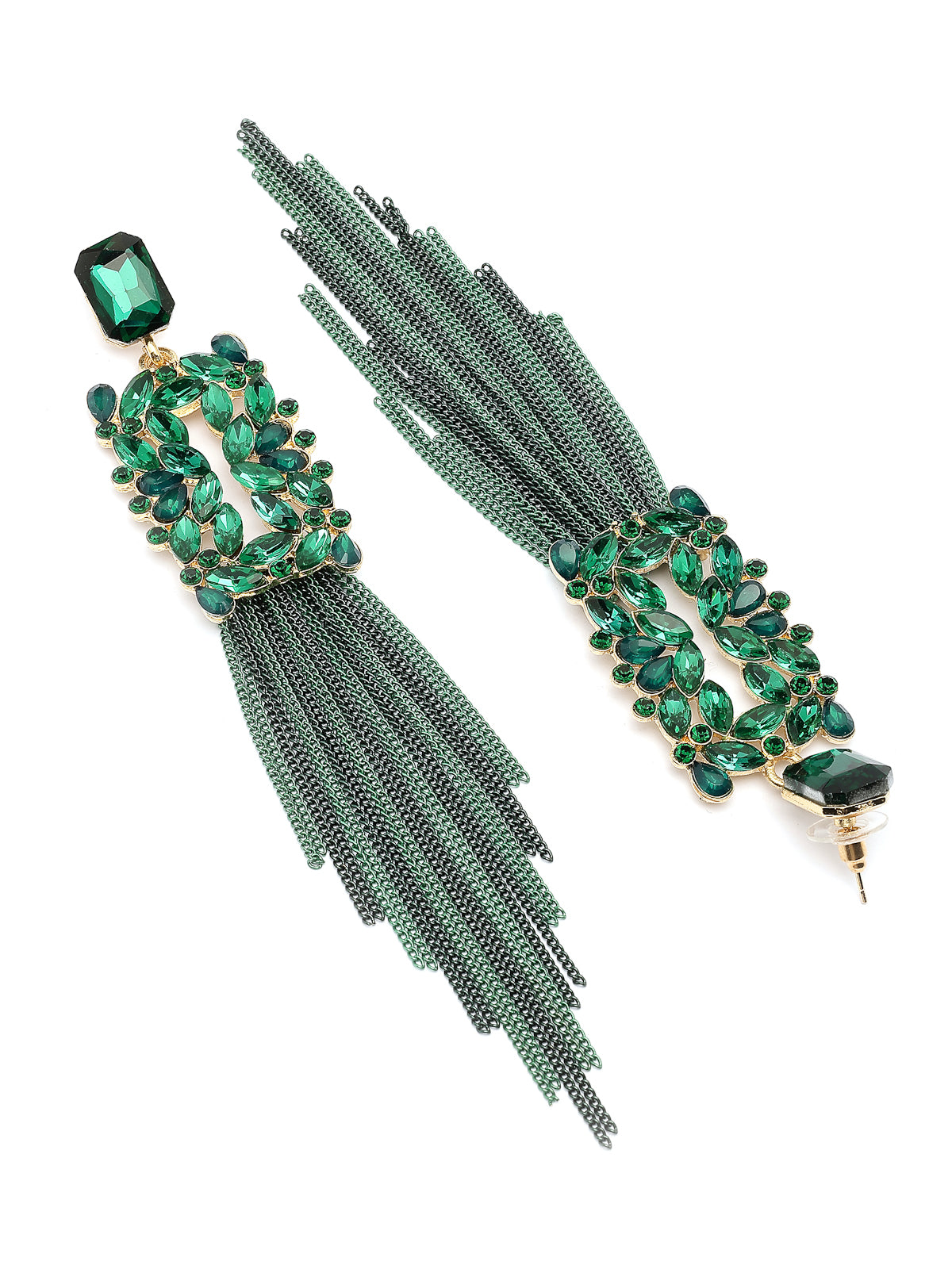 Scintillare By Sukkhi Sparkling Crystal Stone Studded Gold Plated Long Tassel Green Earrings for Women & Girls|Pair of 1|Gifts for Wife Girlfriend Mother Sister|E107214