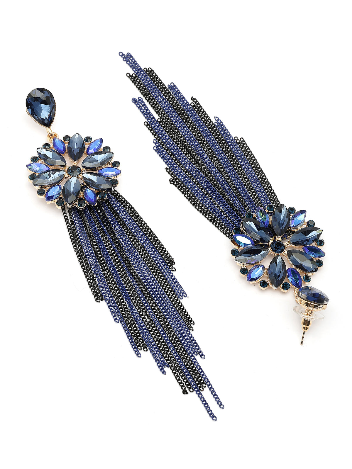 Scintillare By Sukkhi Fresh Flora Latest Stylish Gold Plated Crystal Handmade Long Tassel Blue Earrings for Women & Girls|Pair of 1|Gifts for Wife Girlfriend Mother Sister|E107219
