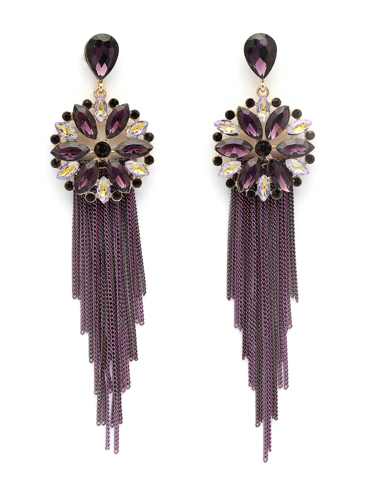 Scintillare By Sukkhi Fresh Flora Latest Stylish Gold Plated Crystal Handmade Long Tassel Purple Earrings for Women & Girls|Pair of 1|Gifts for Wife Girlfriend Mother Sister|E107220