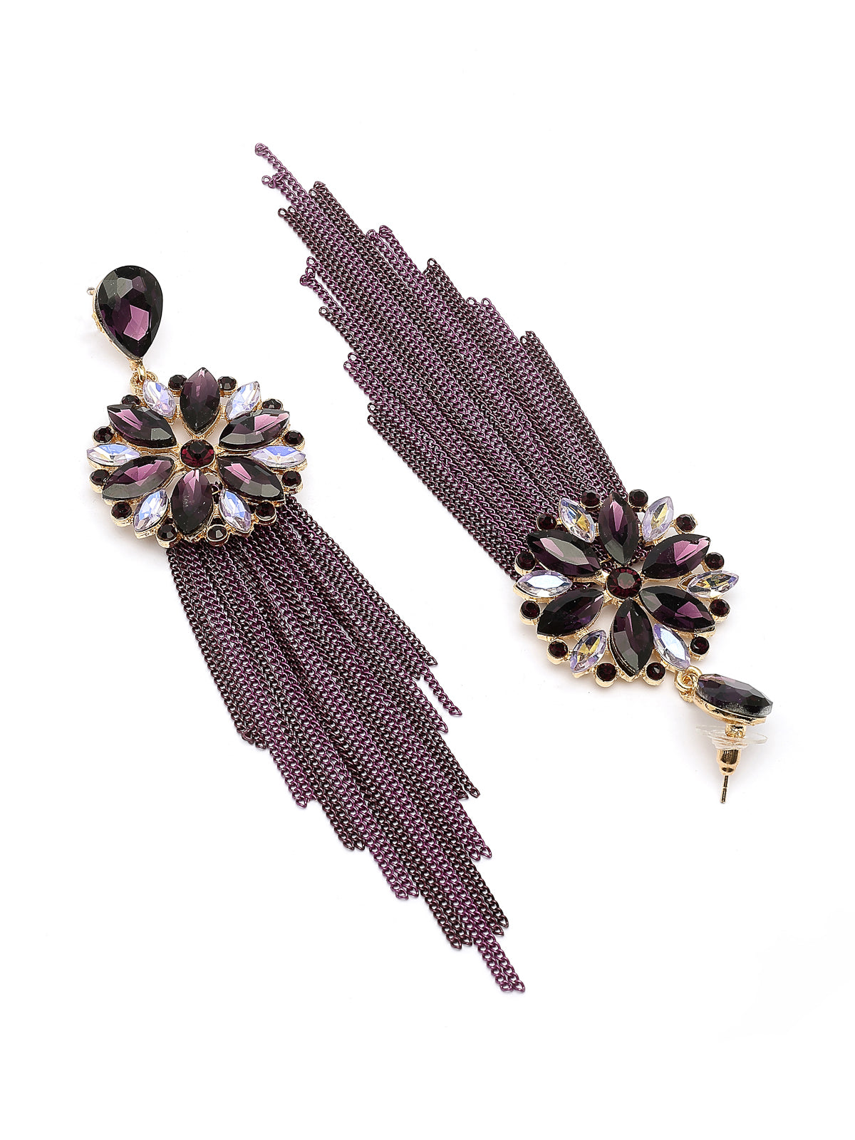 Scintillare By Sukkhi Fresh Flora Latest Stylish Gold Plated Crystal Handmade Long Tassel Purple Earrings for Women & Girls|Pair of 1|Gifts for Wife Girlfriend Mother Sister|E107220