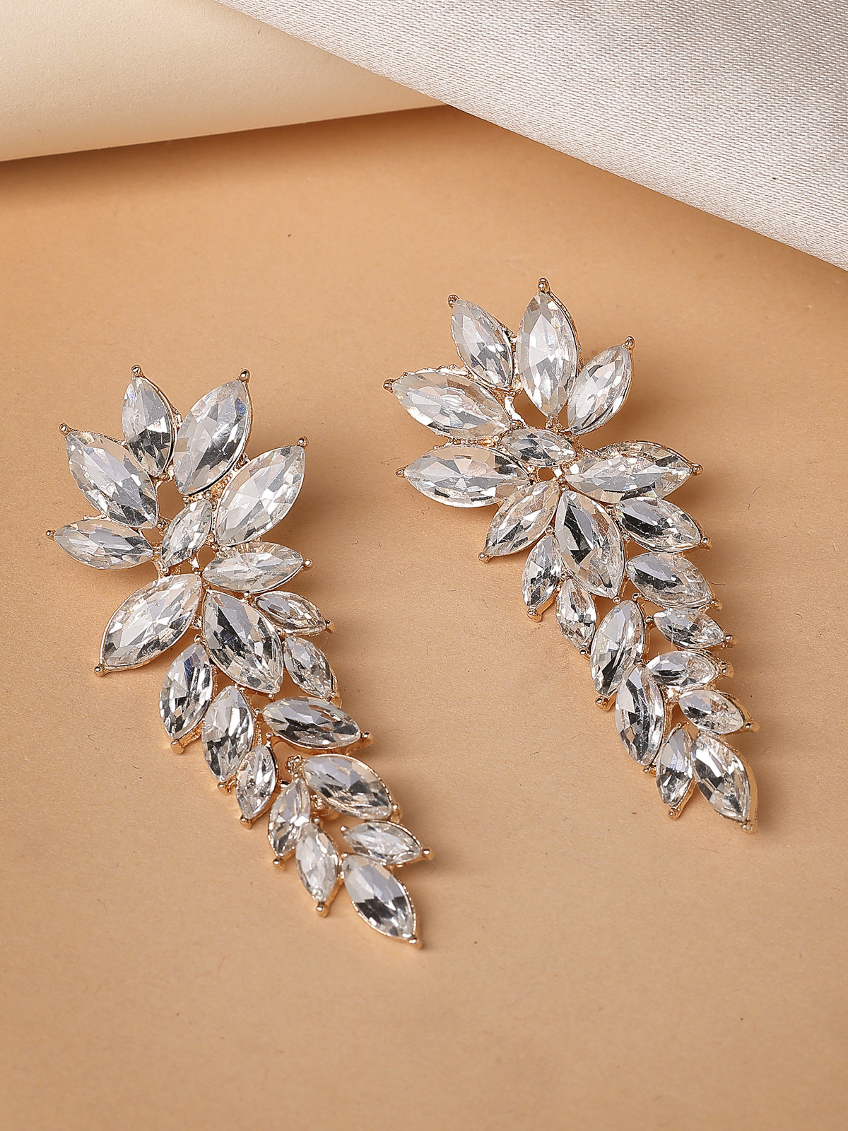 Scintillare By Sukkhi Golden Crystal Shimmering White Drop Dangler Long Earrings for Women & Girls|Pair of 1|Gifts for Wife Girlfriend Mother Sister|E107221