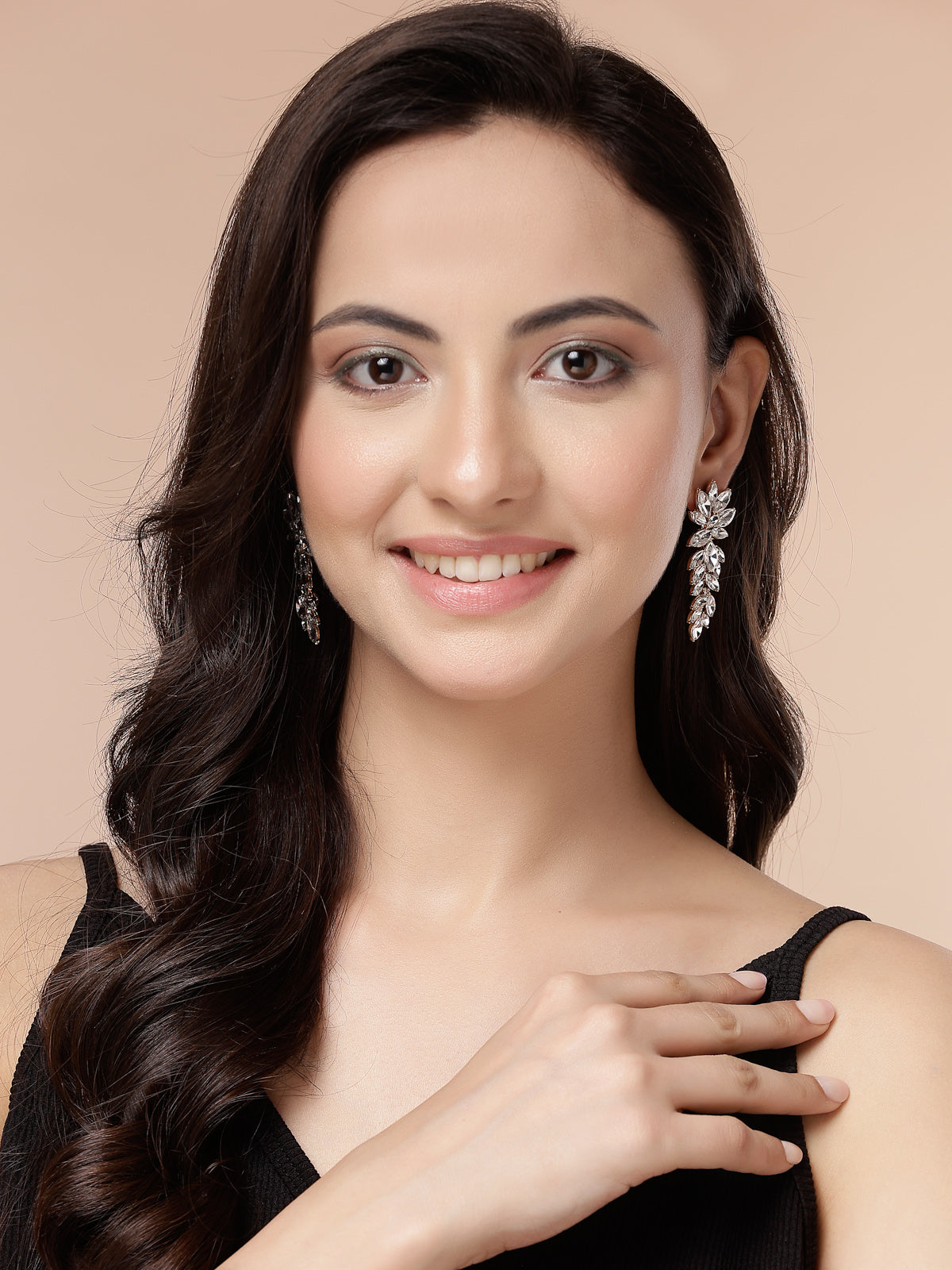 Scintillare By Sukkhi Golden Crystal Shimmering White Drop Dangler Long Earrings for Women & Girls|Pair of 1|Gifts for Wife Girlfriend Mother Sister|E107221