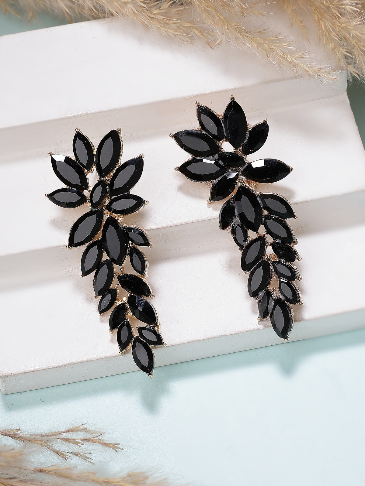 Scintillare By Sukkhi Golden Crystal Shimmering Black Drop Dangler Long Earrings for Women & Girls|Pair of 1|Gifts for Wife Girlfriend Mother Sister|E107222